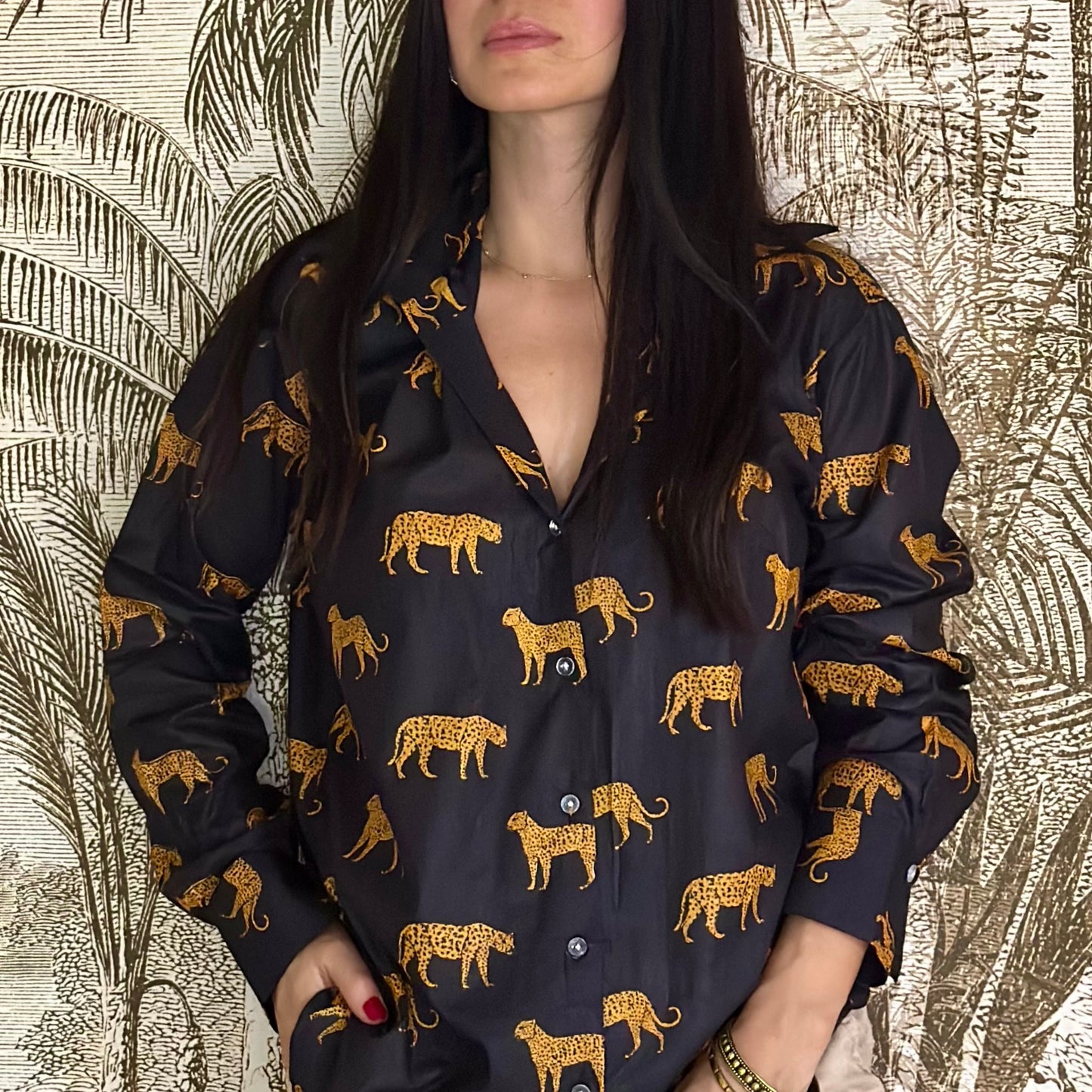 Camicia in cotone organico - Leopardo