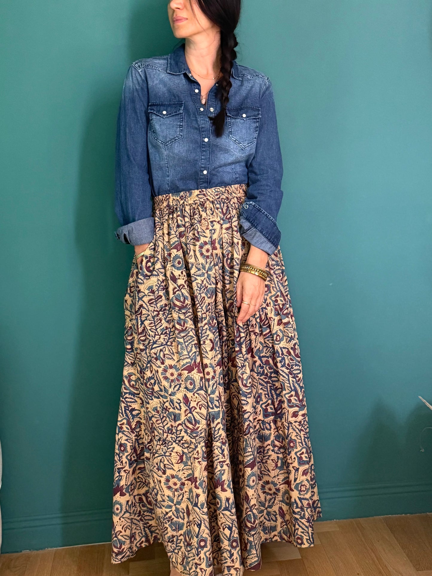 Eve Long Flounced Skirt - Autumn