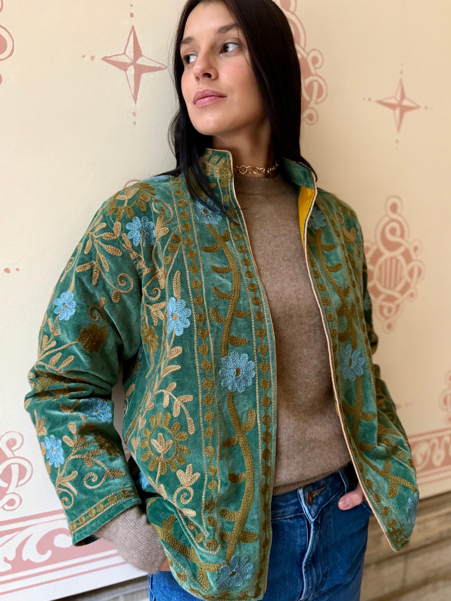 Paris Velvet Jacket - Green Medium