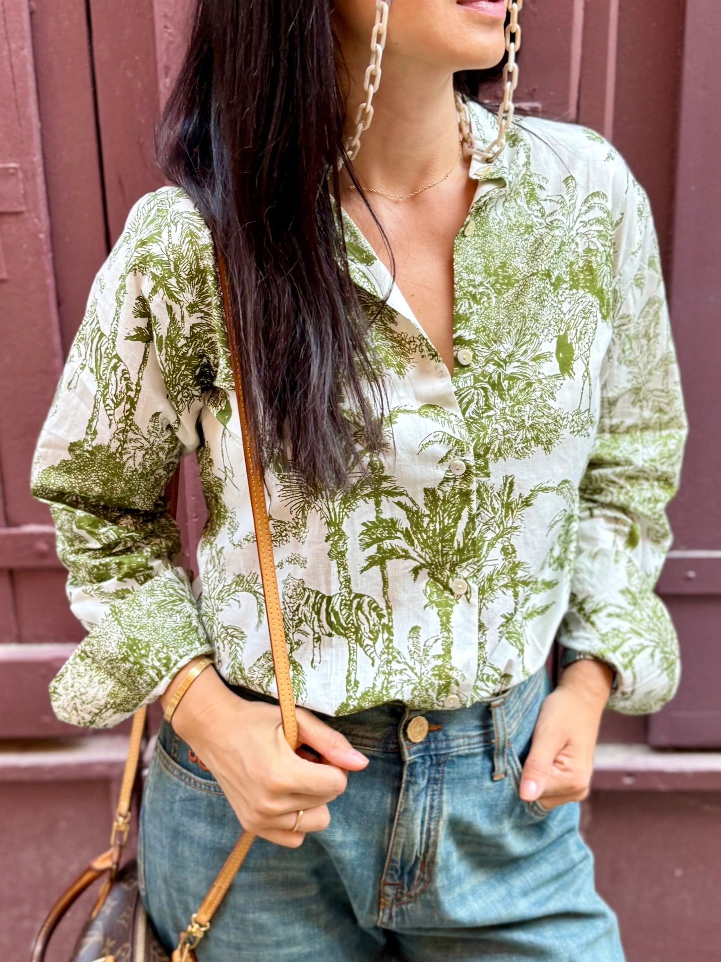 Camicia in cotone organico leggero - Jungle Verde Militare