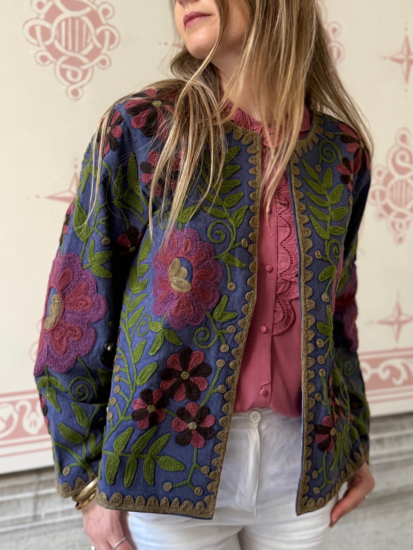 Cotton Suzani Jacket Embroidered Reversible