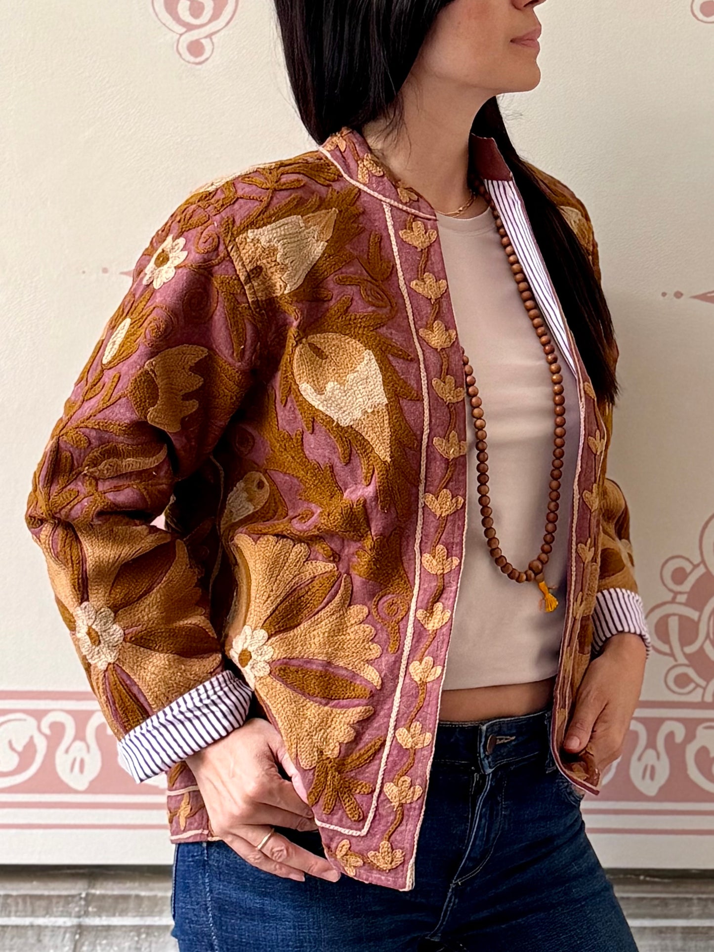 Cotton Suzani Jacket Embroidered Reversible