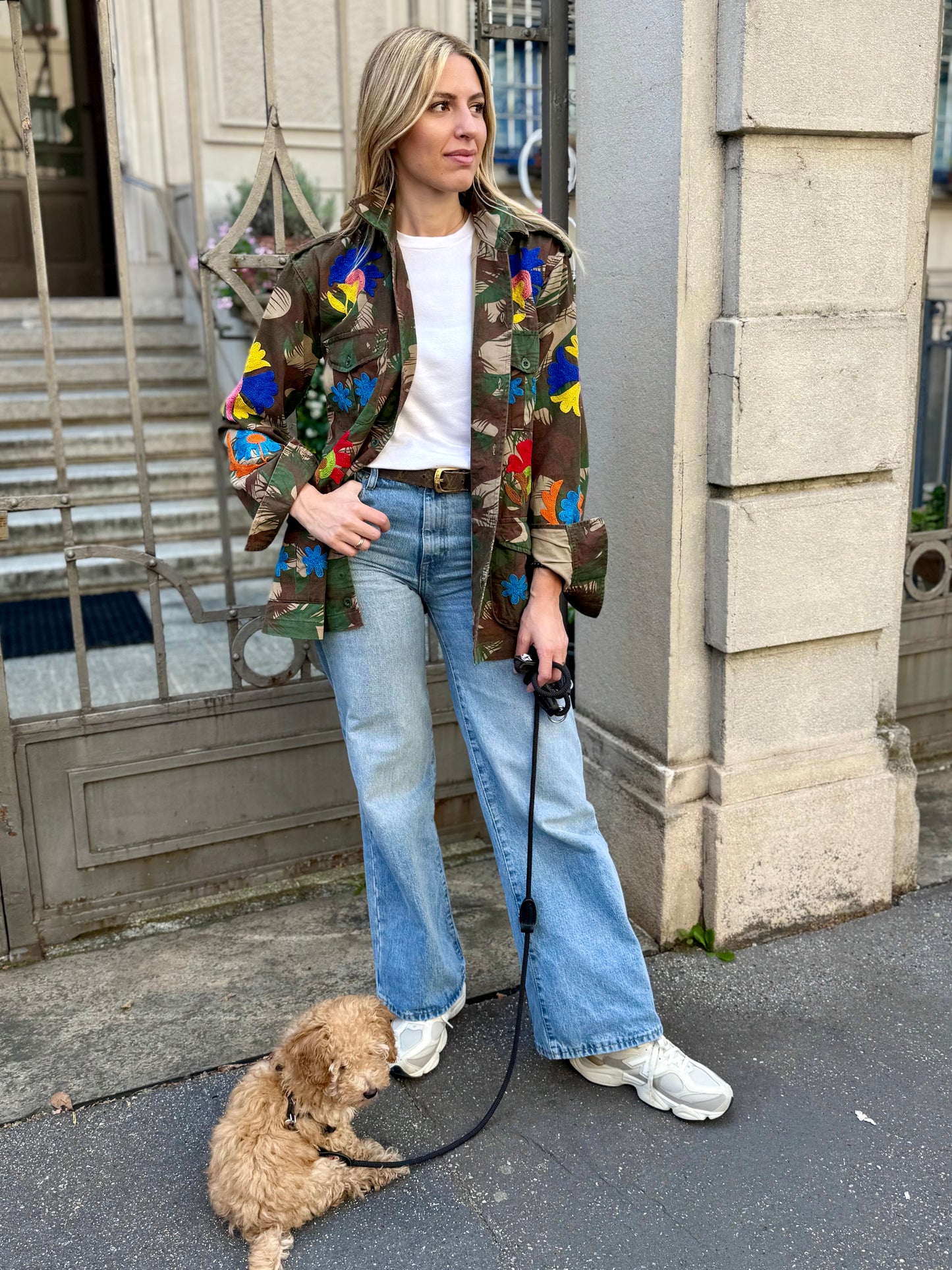 Vintage Army Jacket hand embroidered - Calla