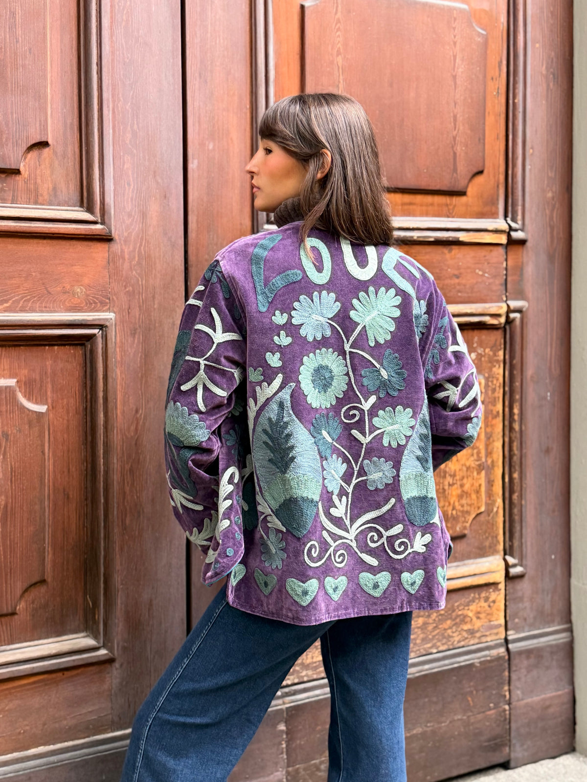 Velvet Kimono Jacket Purple