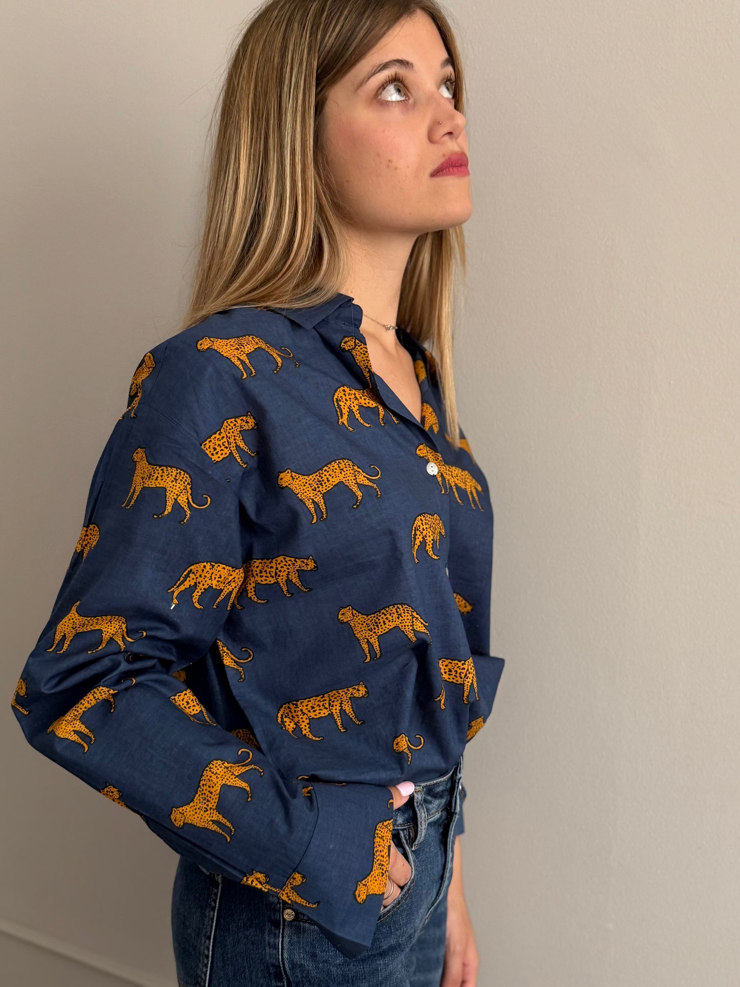 Cotton Shirt - Leopard Denim