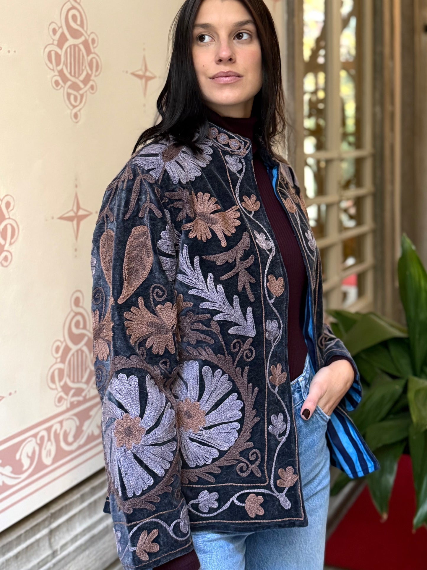 Velvet Jacket Stone Washed - Blue Large