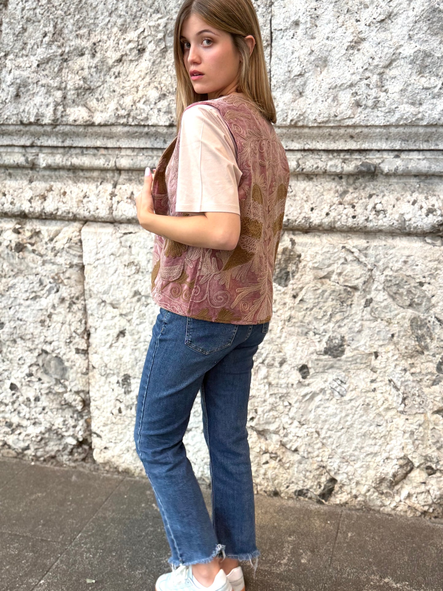 Velvet Boho Embroidered Vest Gilet