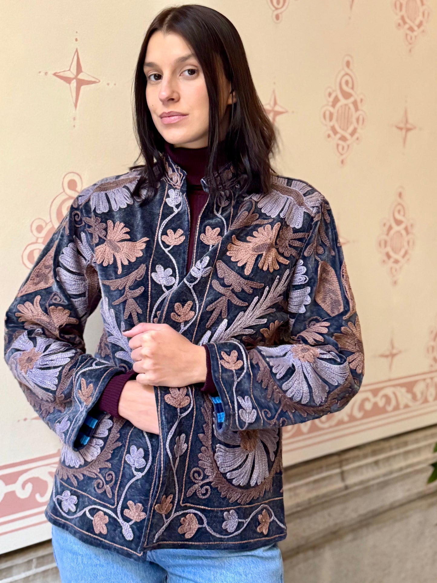 Velvet Jacket Stone Washed - Blue Large