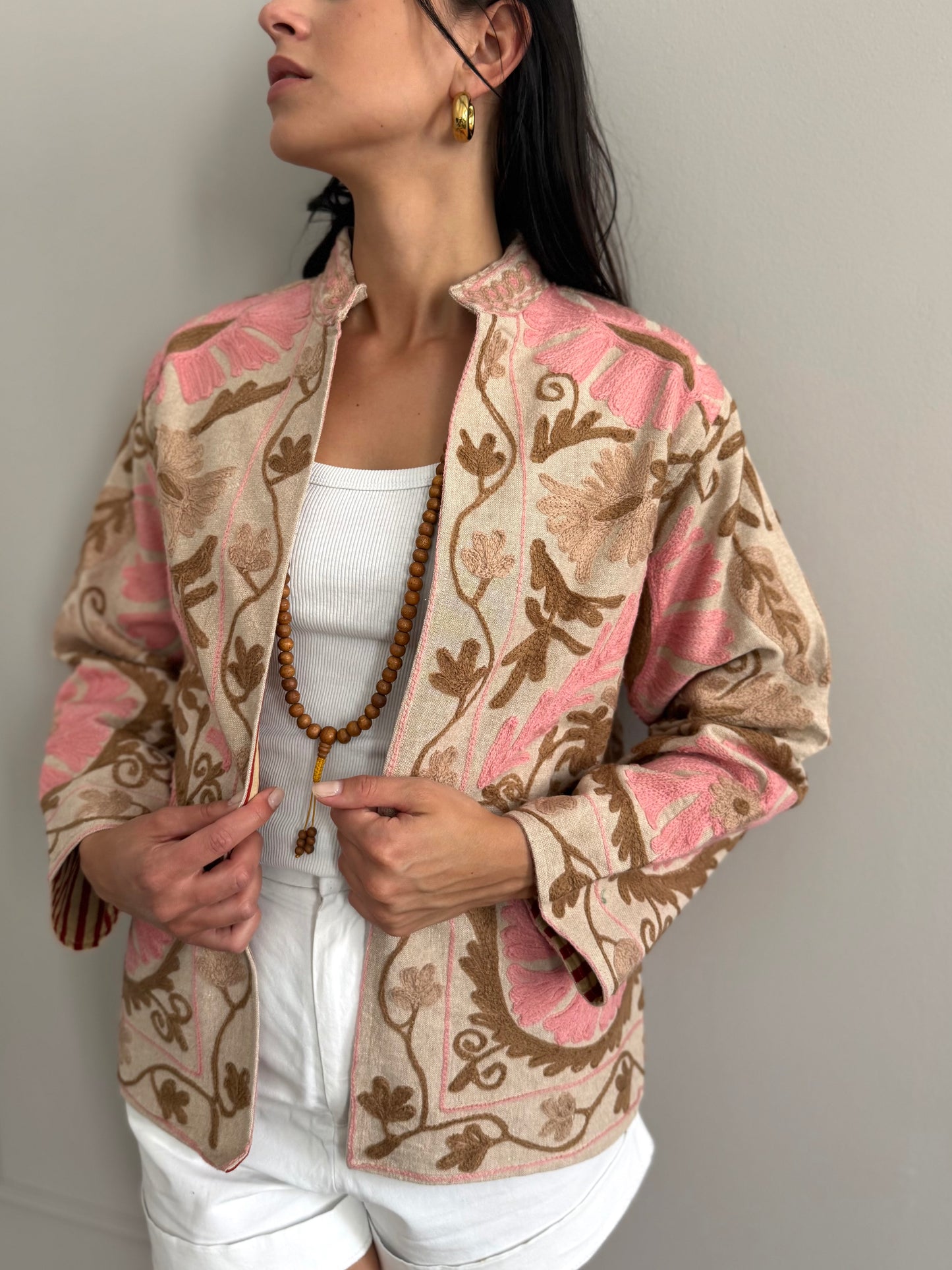 Cotton Linen Suzani Jacket Embroidered