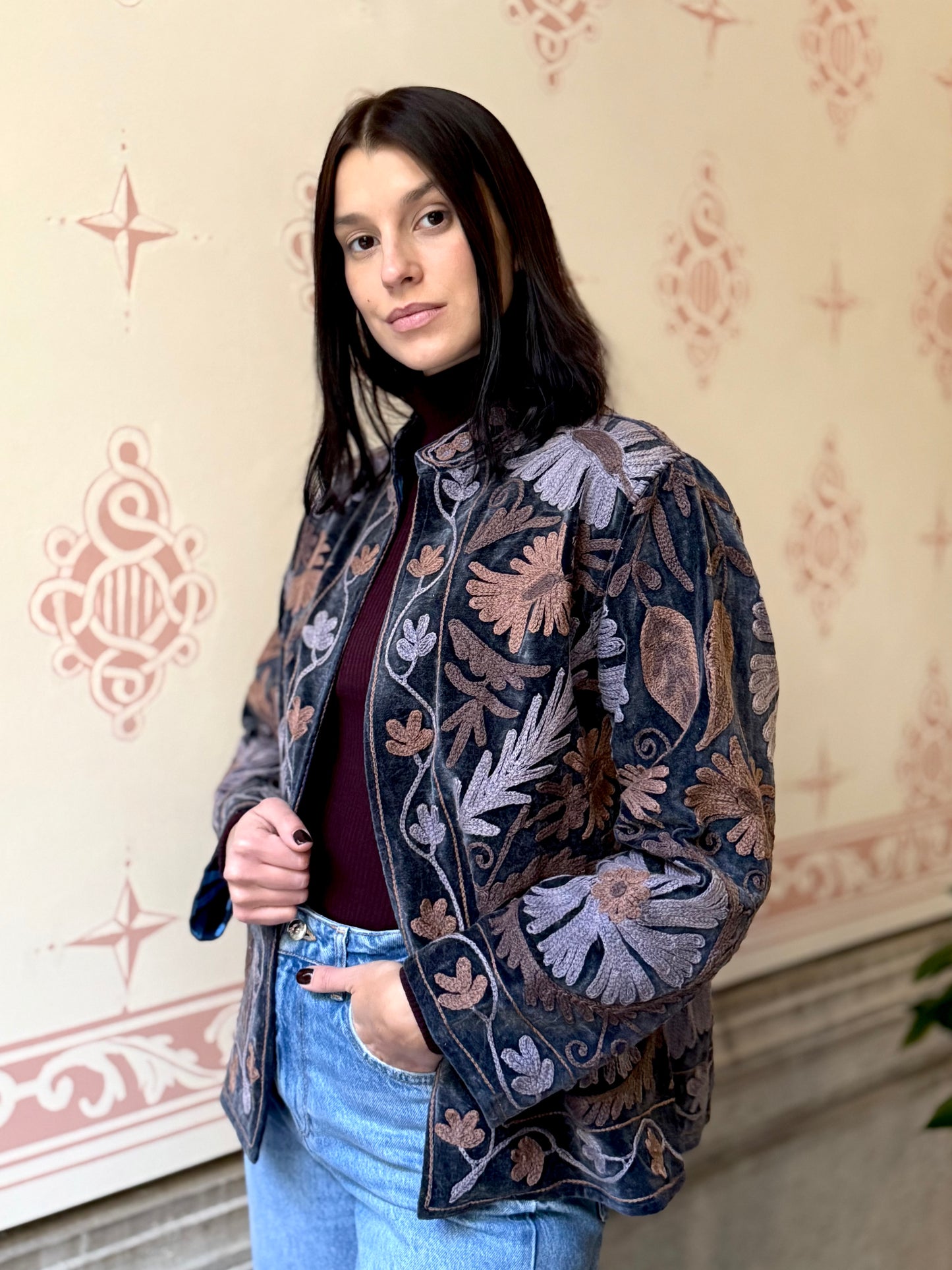 Velvet Jacket Stone Washed - Blue Large