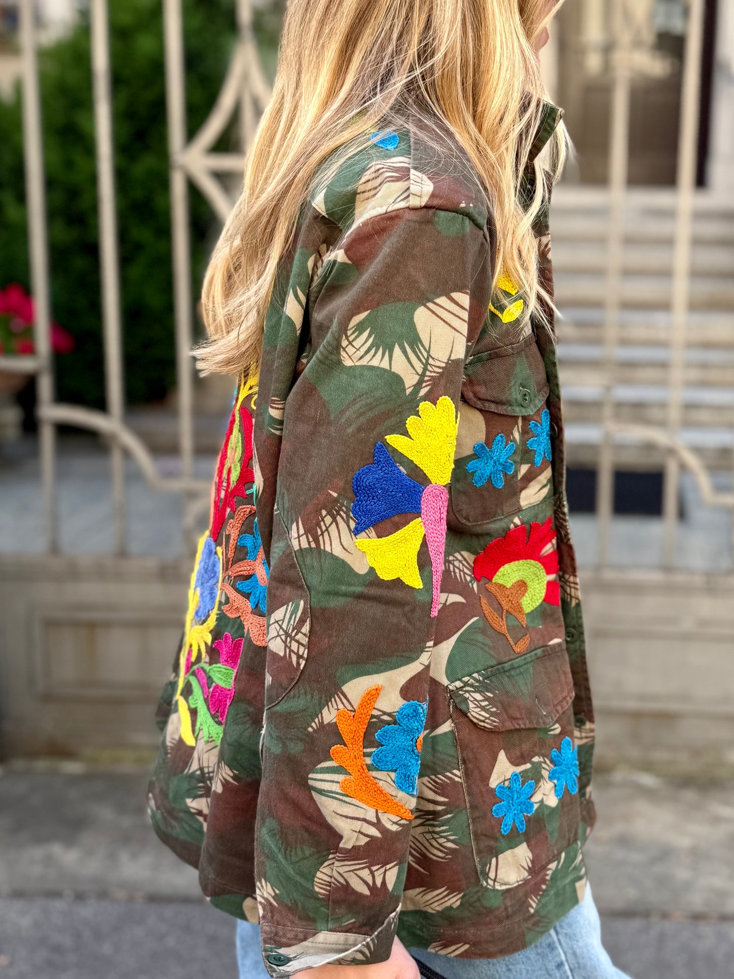 Vintage Army Jacket hand embroidered - Calla