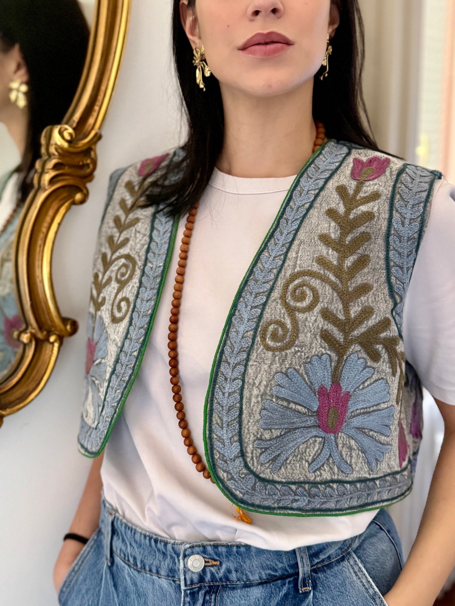 Cotton Boho Embroidered Vest