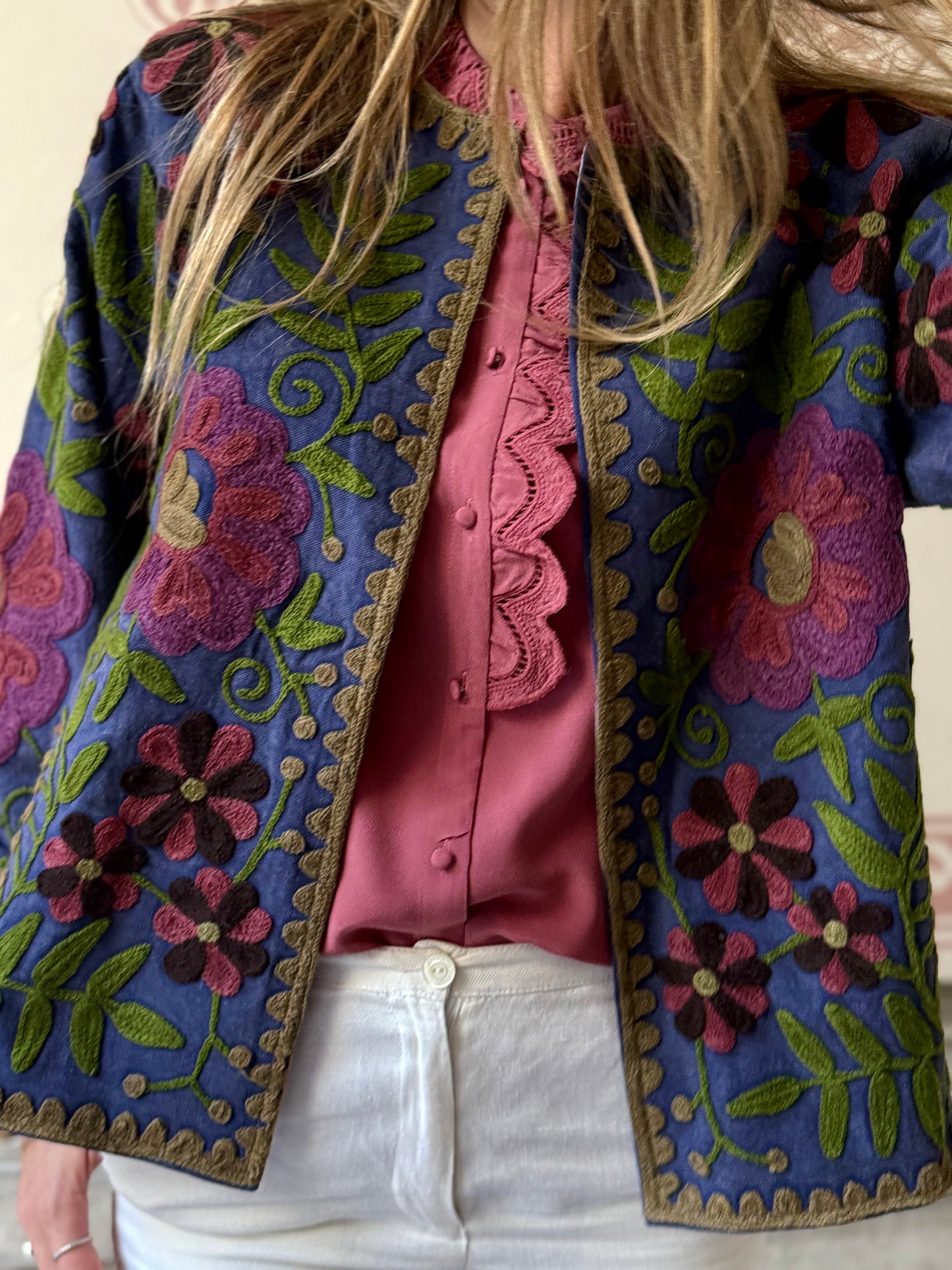 Cotton Suzani Jacket Embroidered Reversible