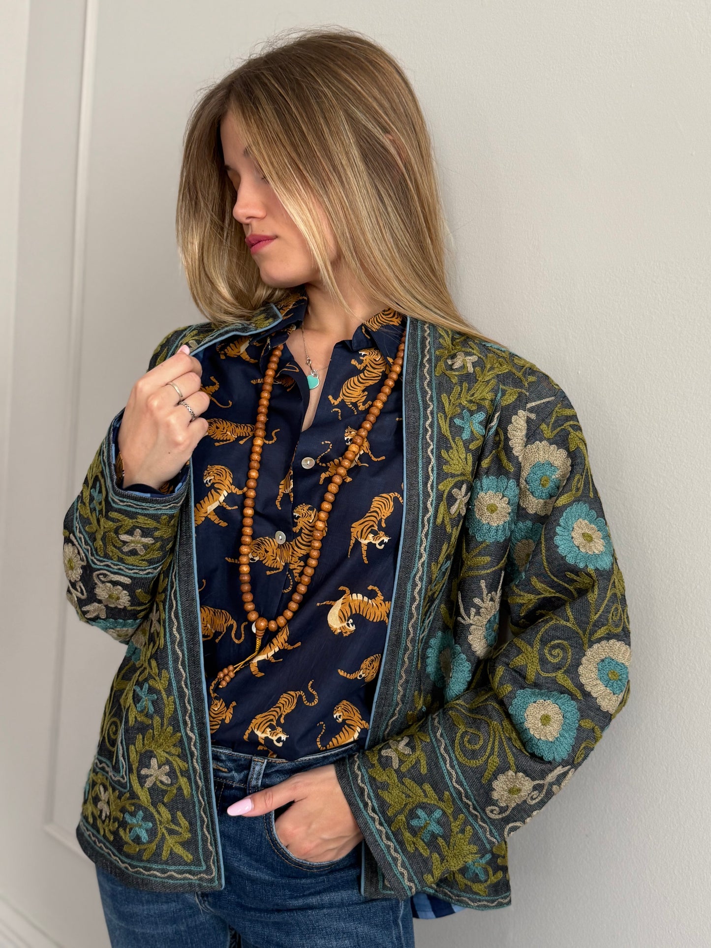 Cotton Shirt - Chinese Tiger Blue