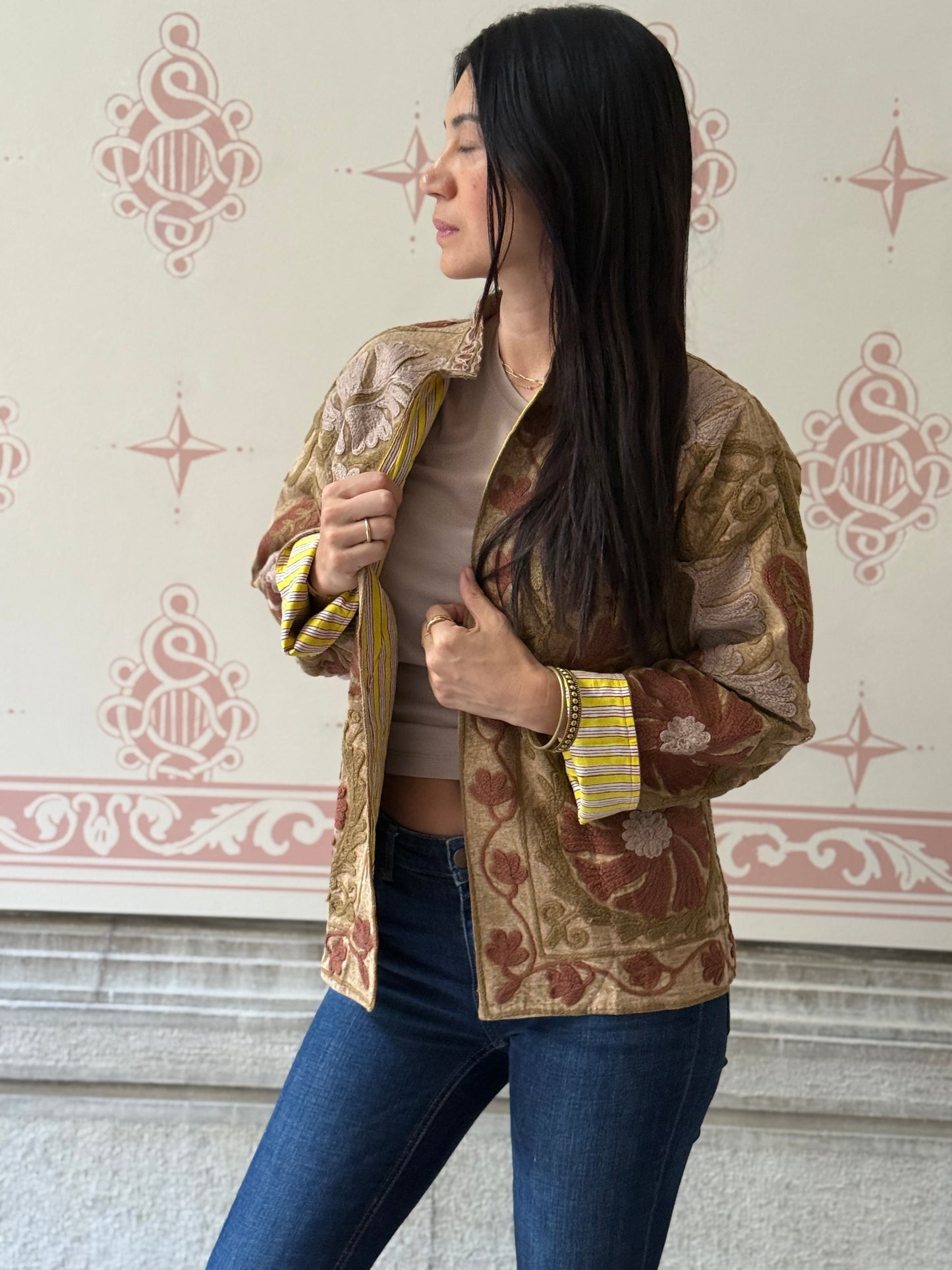 Cotton Suzani Jacket Embroidered Reversible