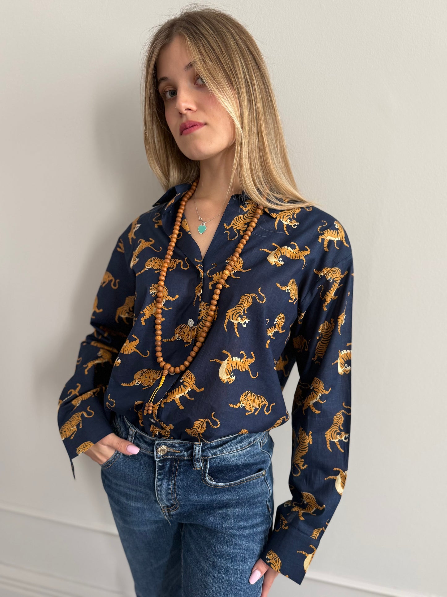 Cotton Shirt - Chinese Tiger Blue