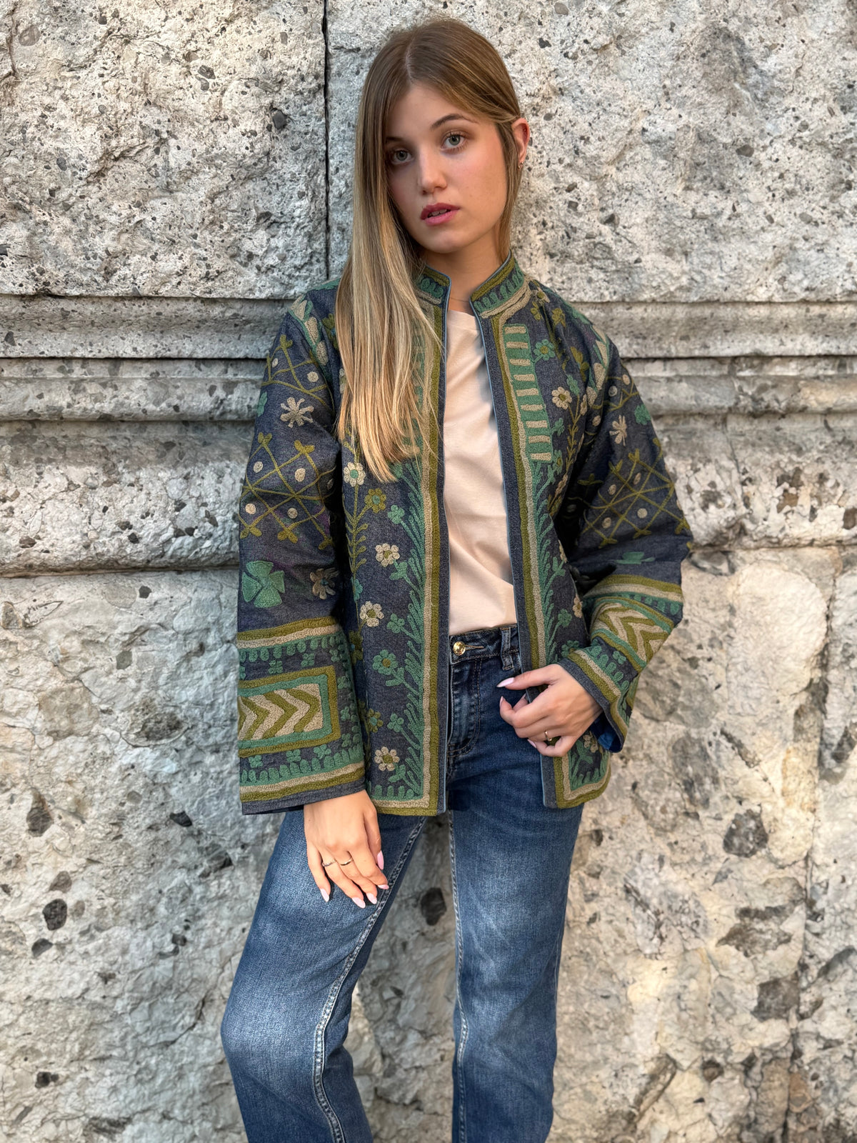 Denim Suzani Jacket Embroidered - limited edition