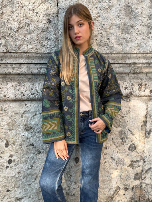 Denim Suzani Jacket Embroidered - limited edition