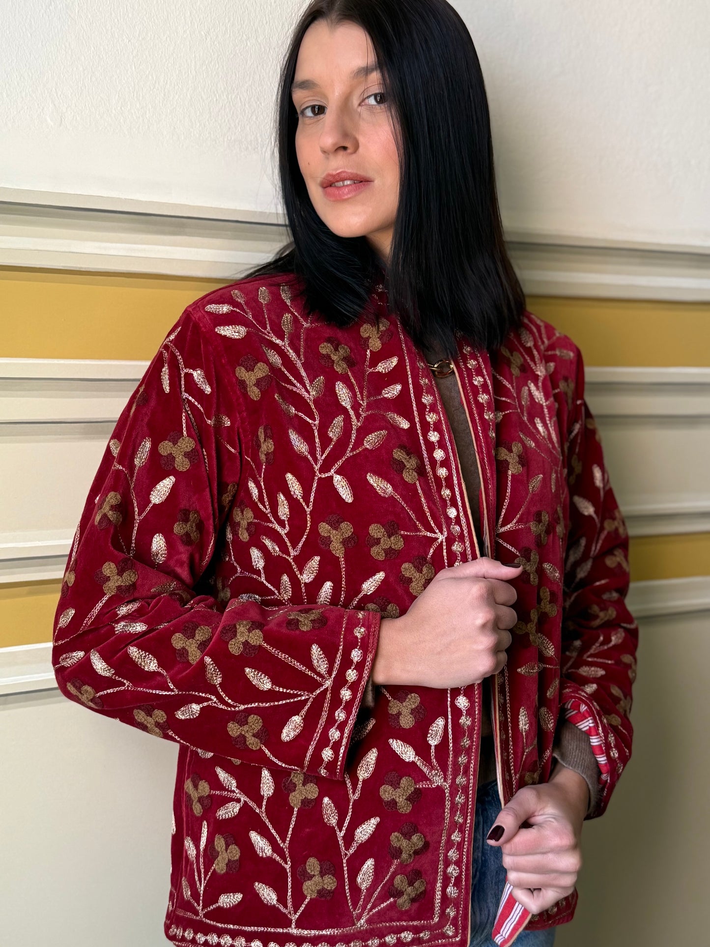 Zari Velvet Jacket - Burgundy