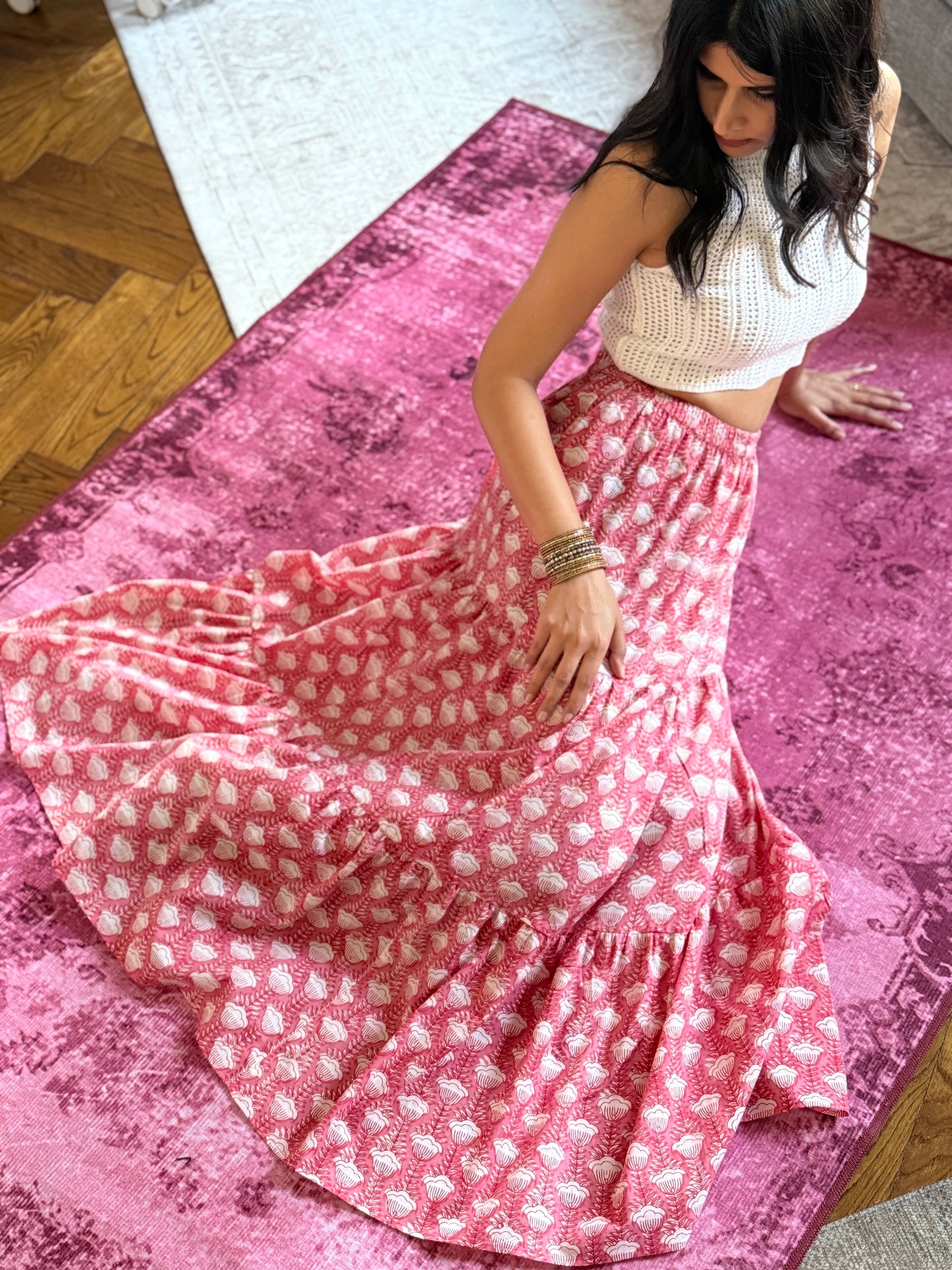 Divina Long Flounced Skirt