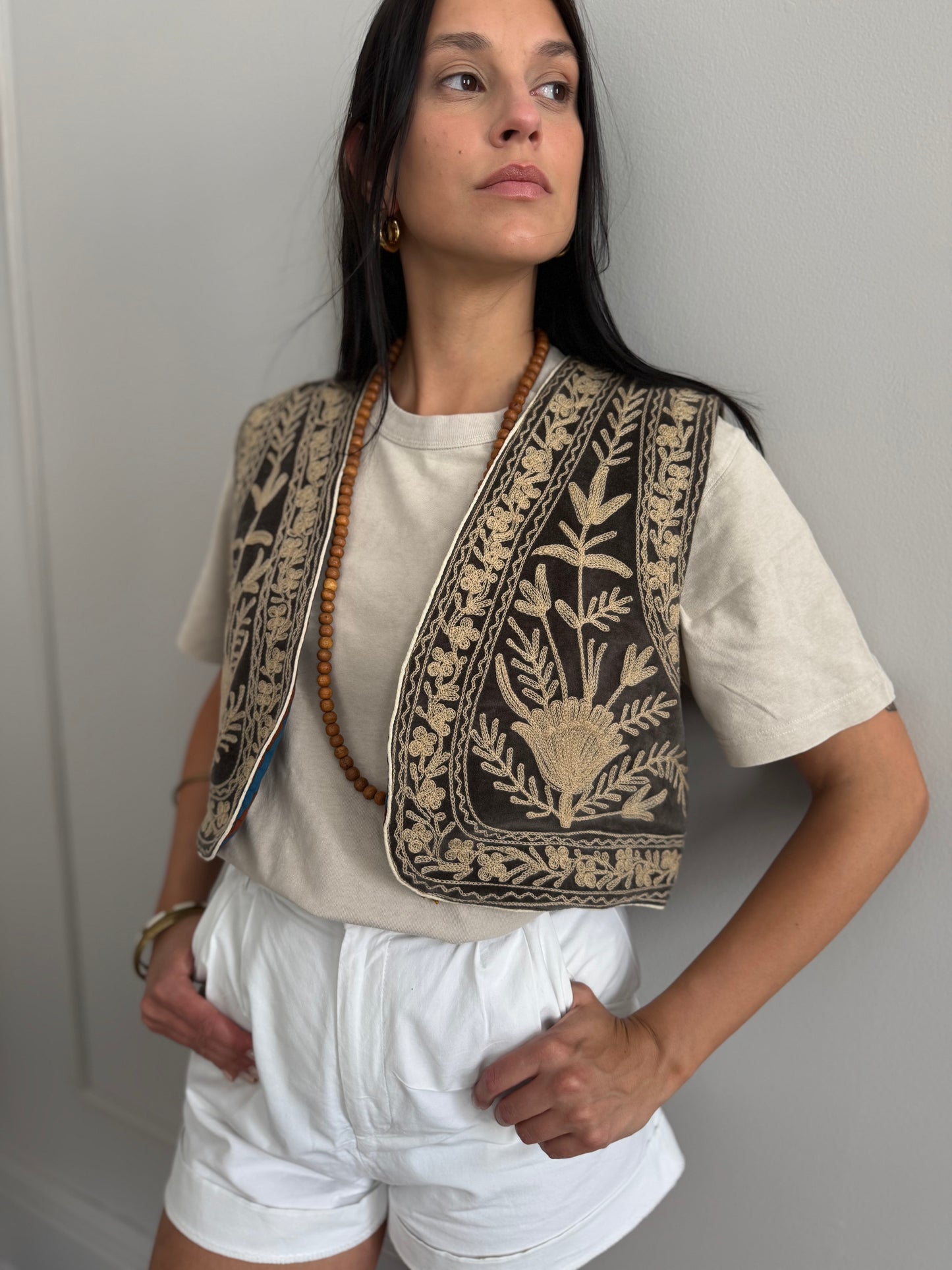 Velvet Boho Embroidered Vest