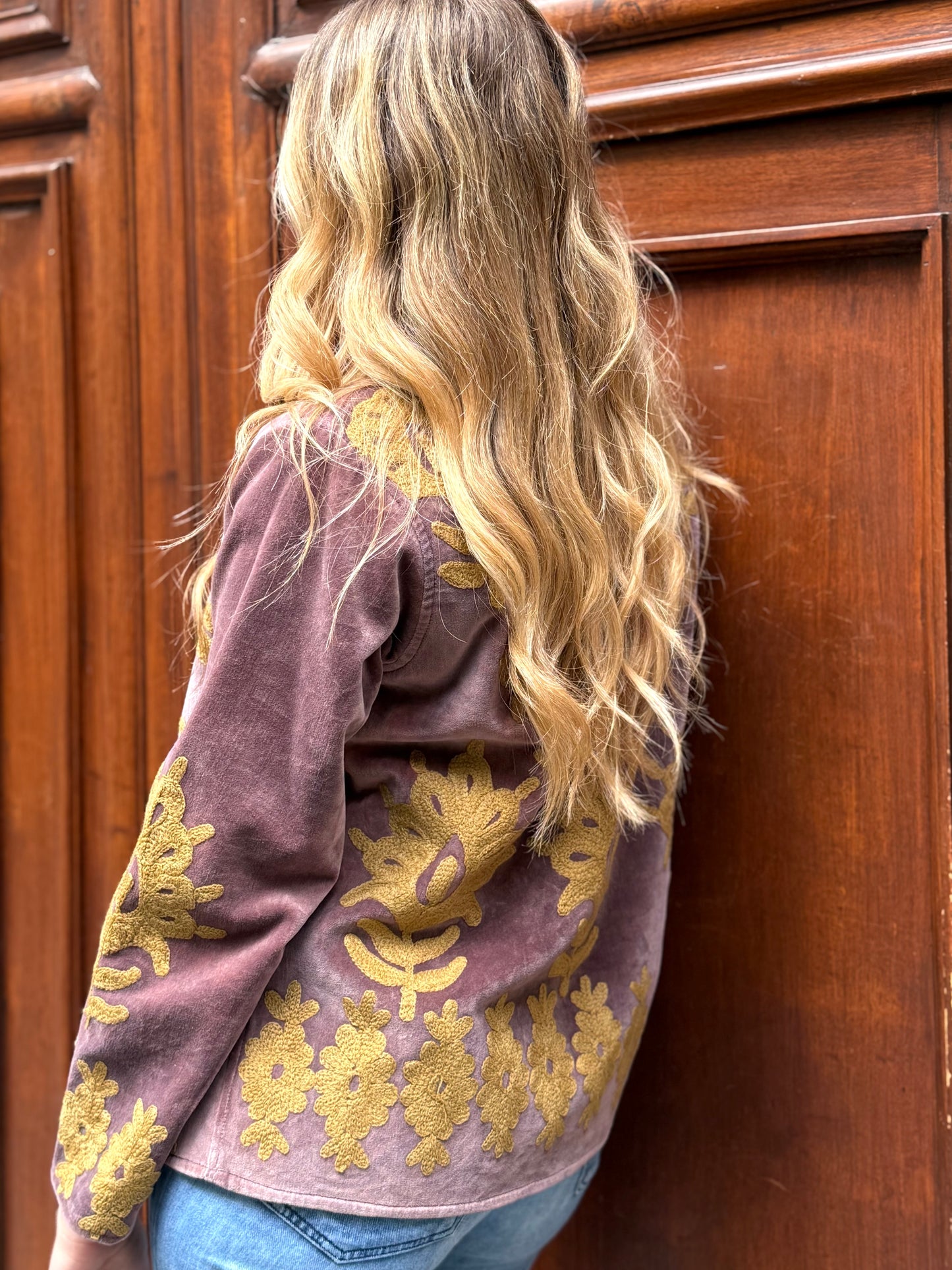 Flower Velvet Jacket - Gold