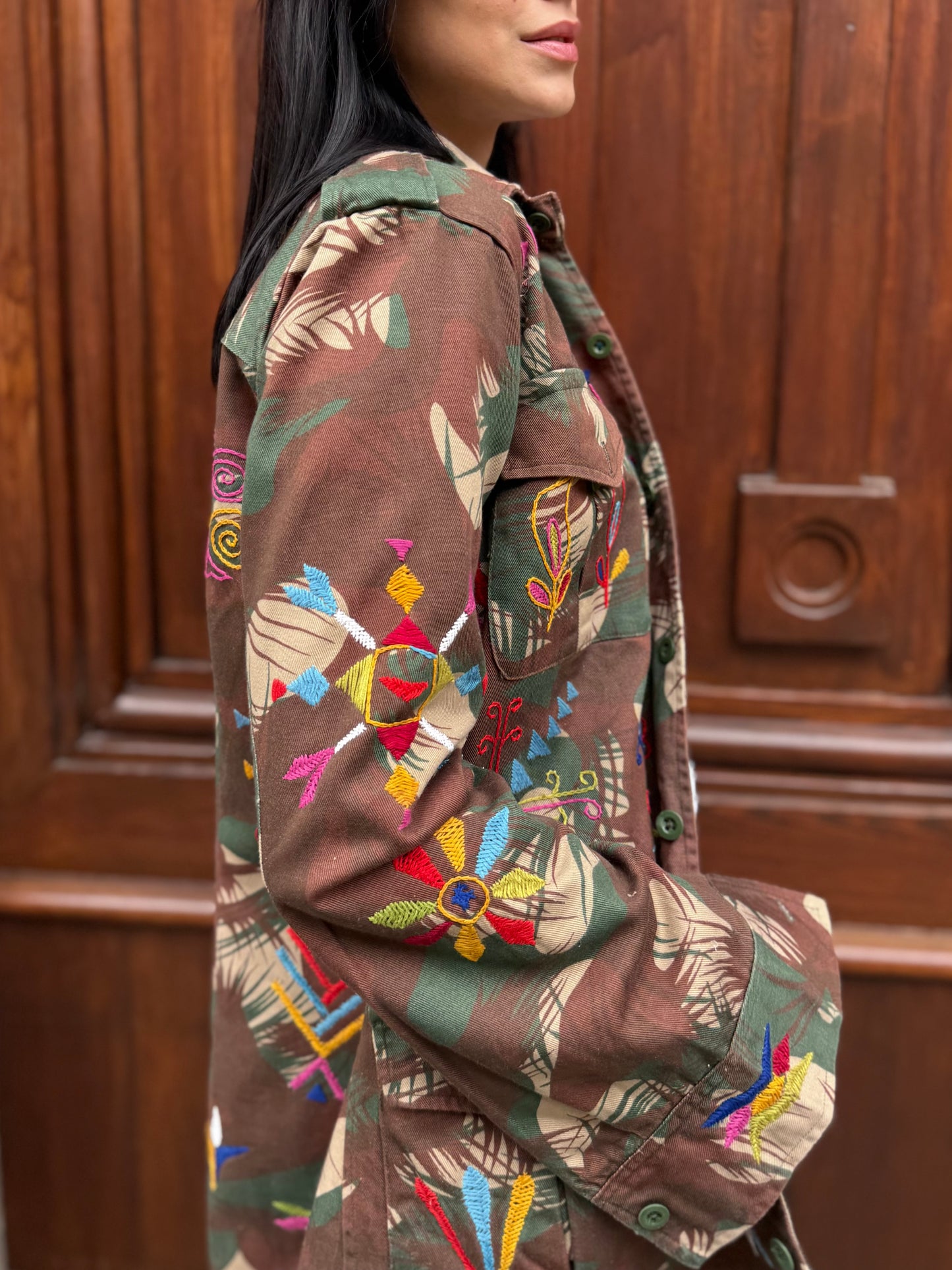 Vintage Army Jacket hand embroidered - Hindi