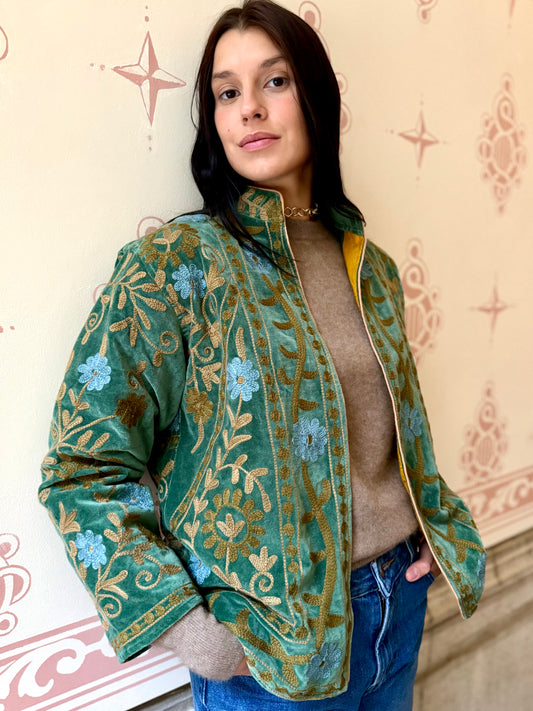 Paris Velvet Jacket - Green Medium