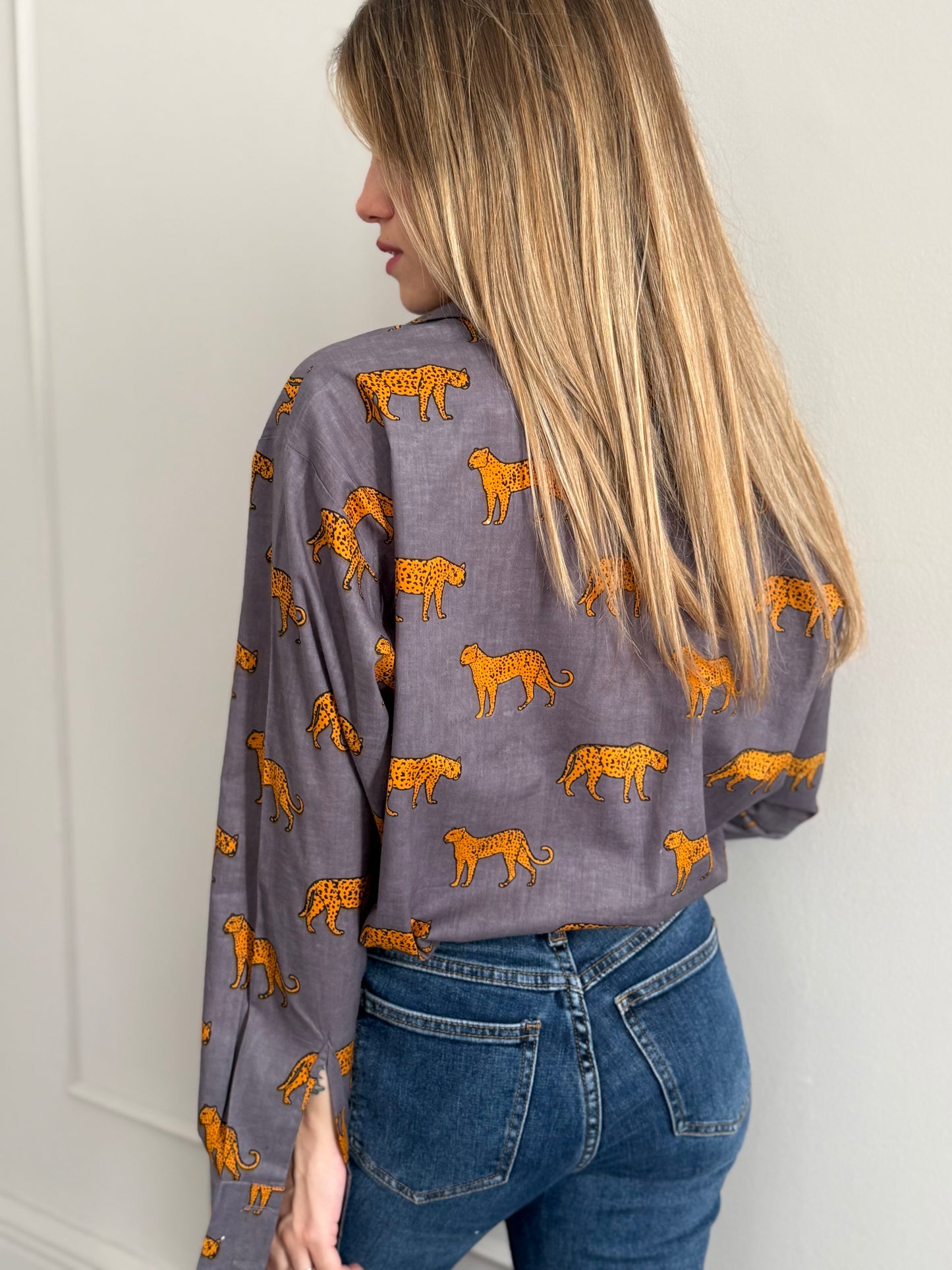 Cotton Shirt - Leopard Grey
