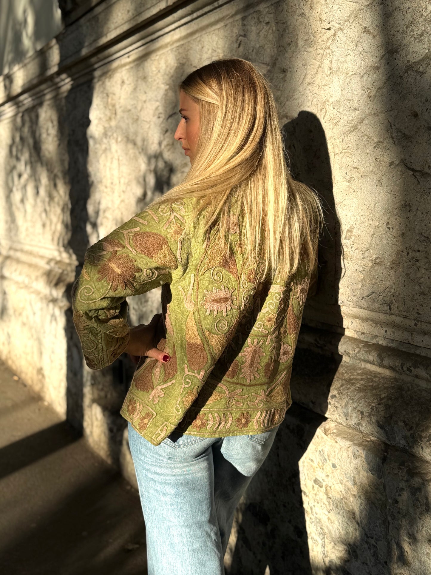 Cotton Stone Washed Suzani Jacket Embroidered