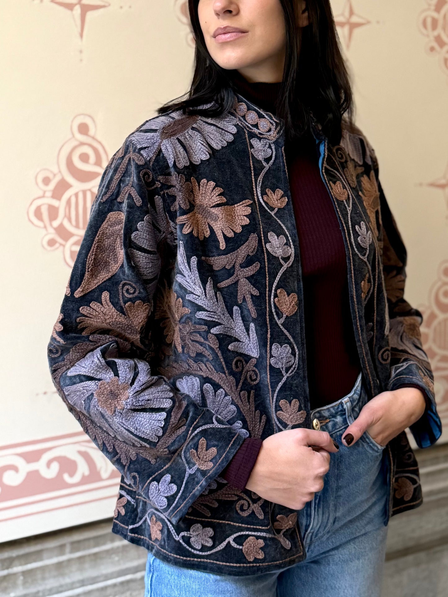 Velvet Jacket Stone Washed - Blue Large