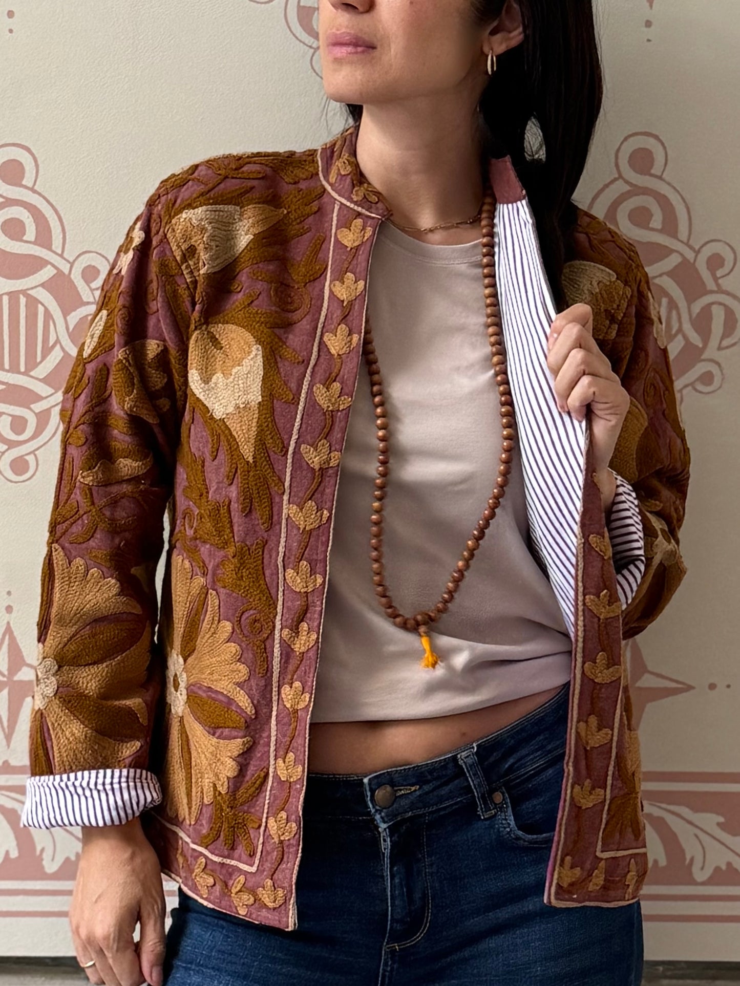 Cotton Suzani Jacket Embroidered Reversible