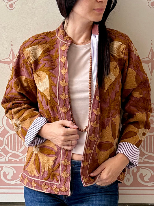 Cotton Suzani Jacket Embroidered Reversible