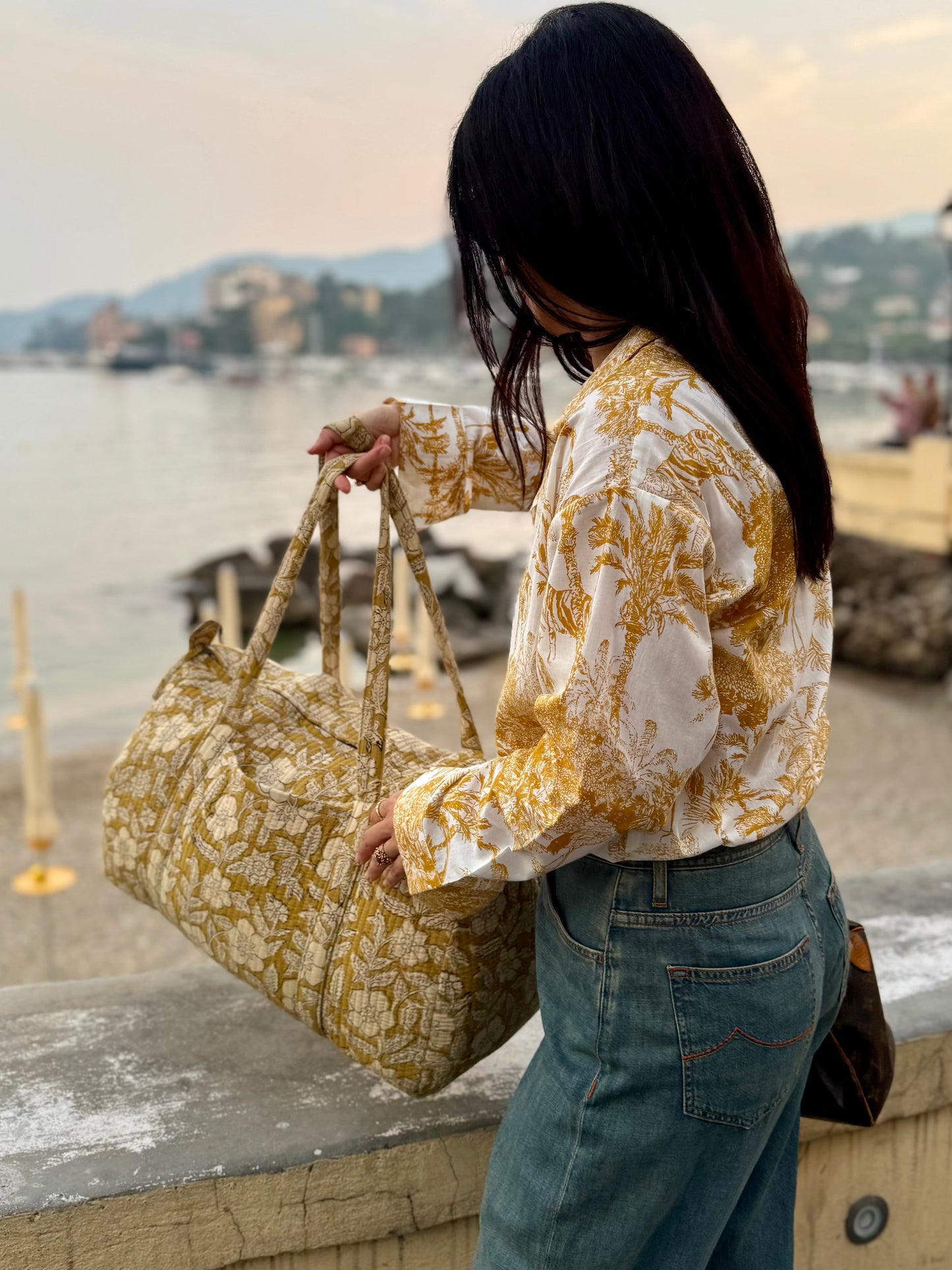 Quilted organic cotton Duffle Bag