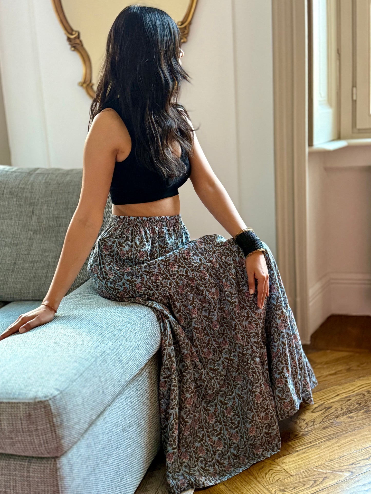 Divina Long Flounced Skirt