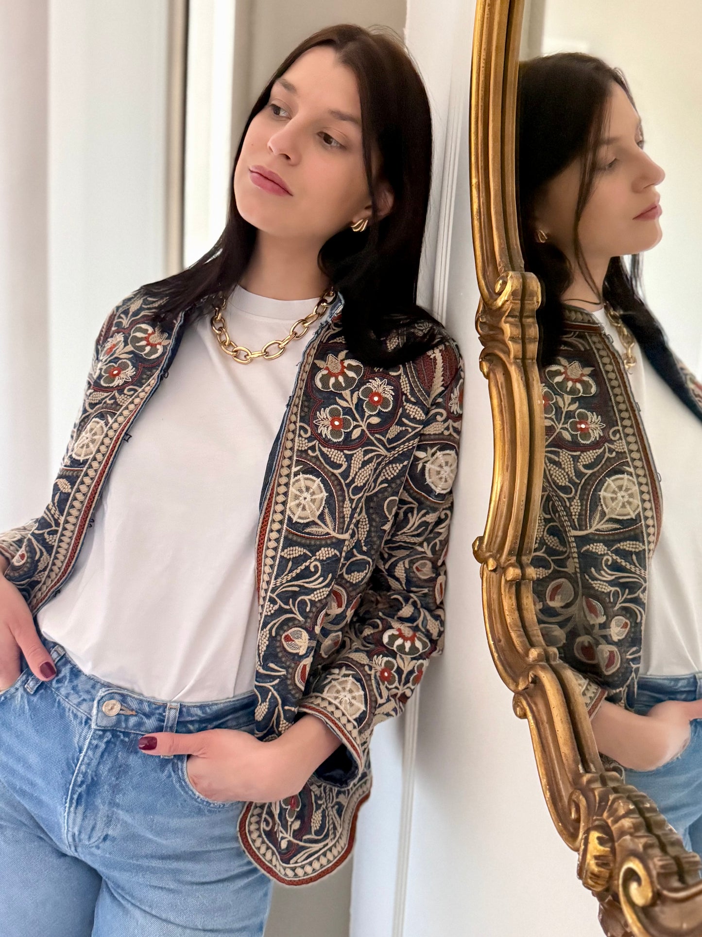 Leila Jacket Embroidered - Denim