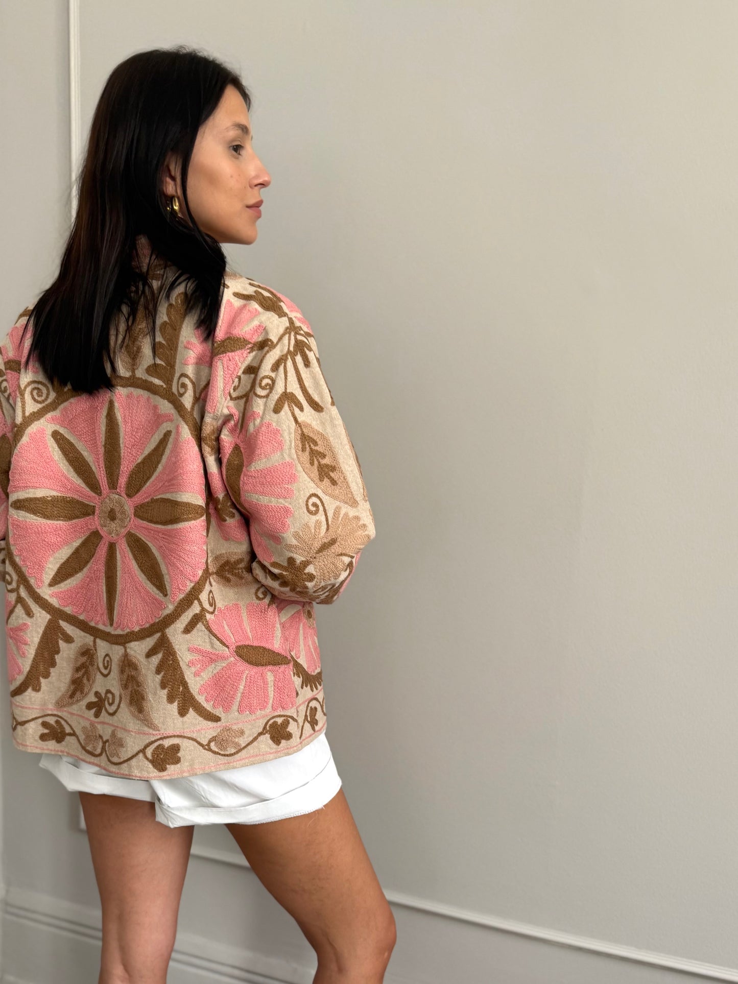 Cotton Linen Suzani Jacket Embroidered