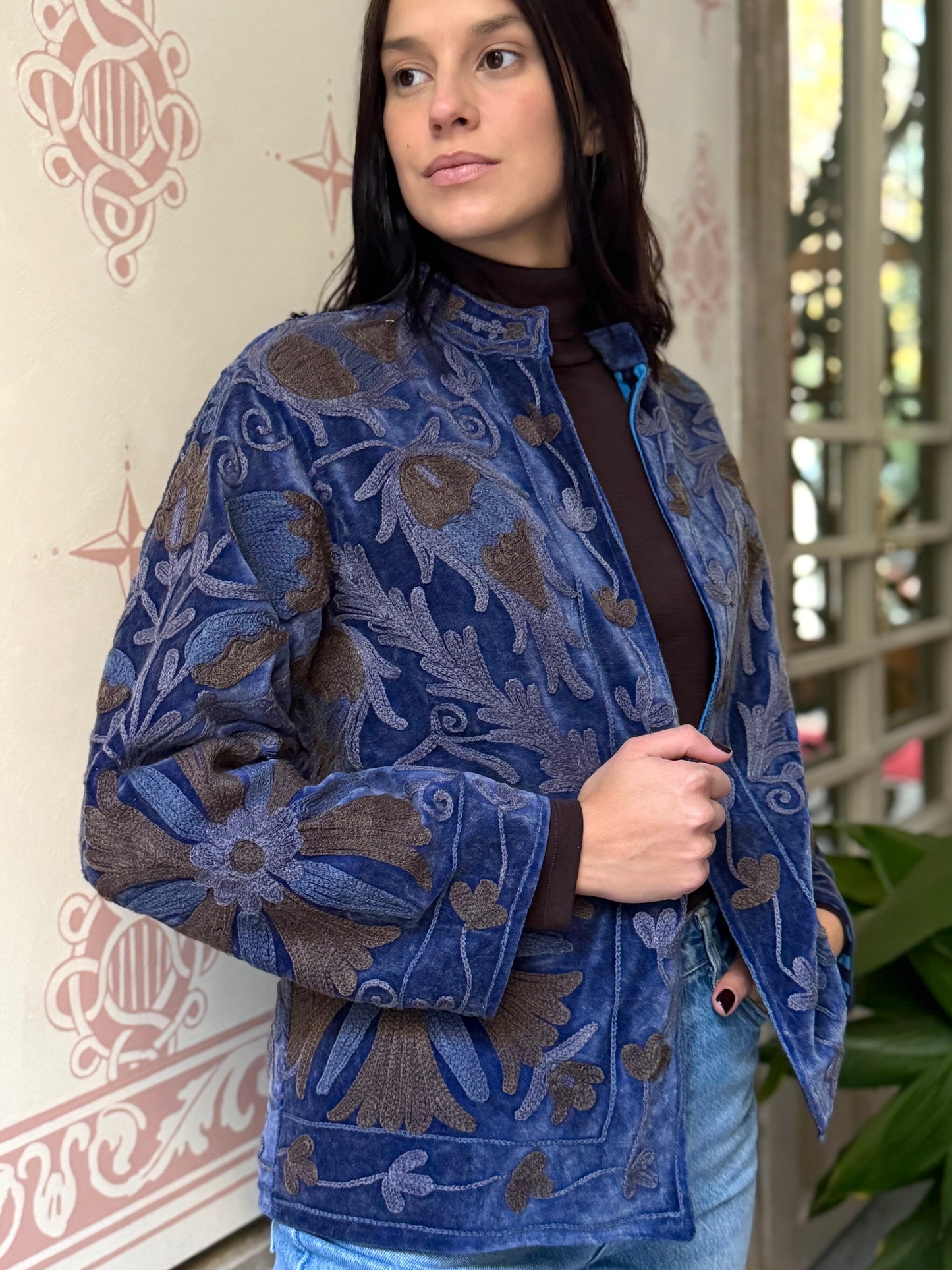 Velvet Jacket Stone Washed - Blue Large