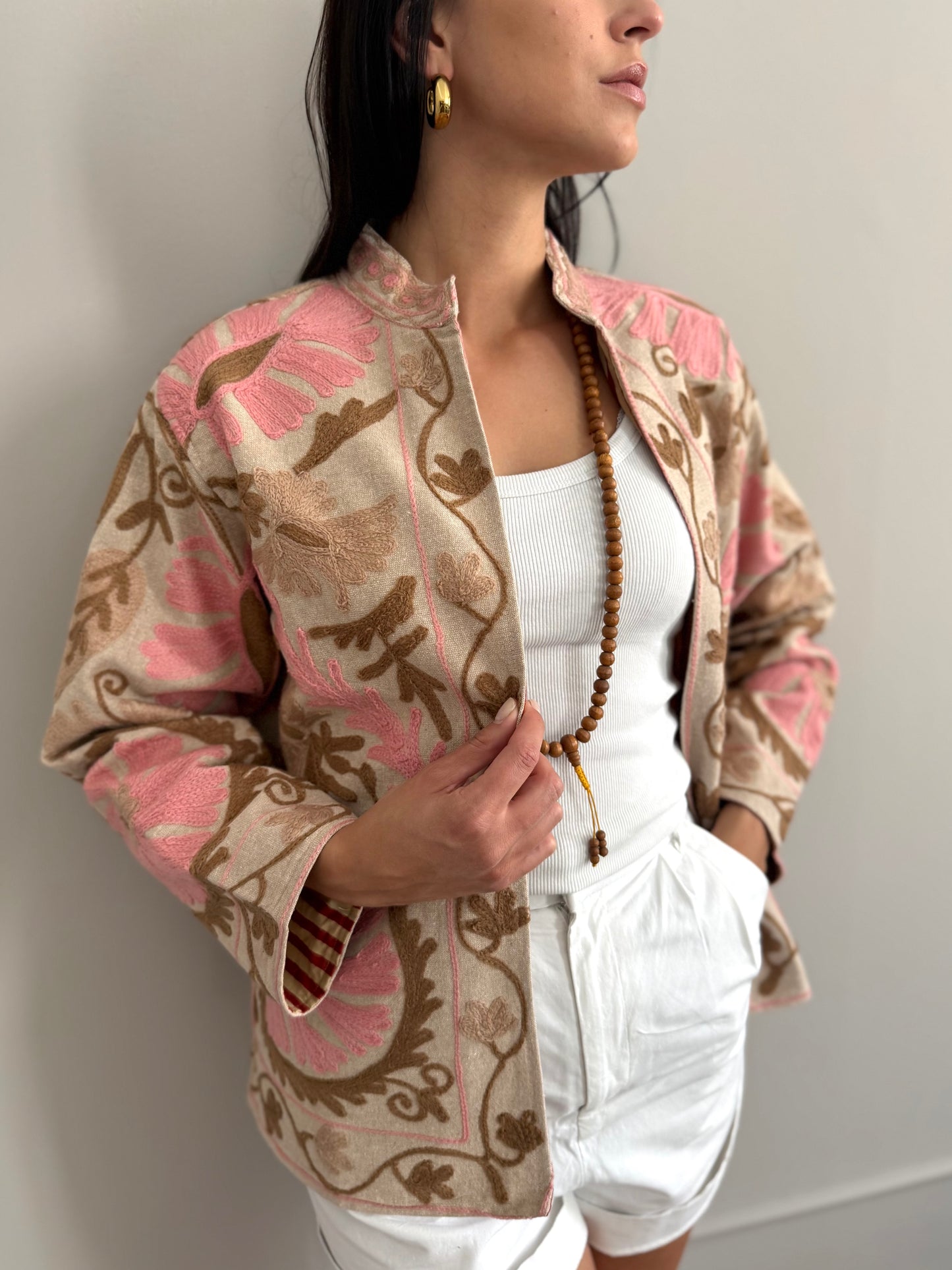 Cotton Linen Suzani Jacket Embroidered