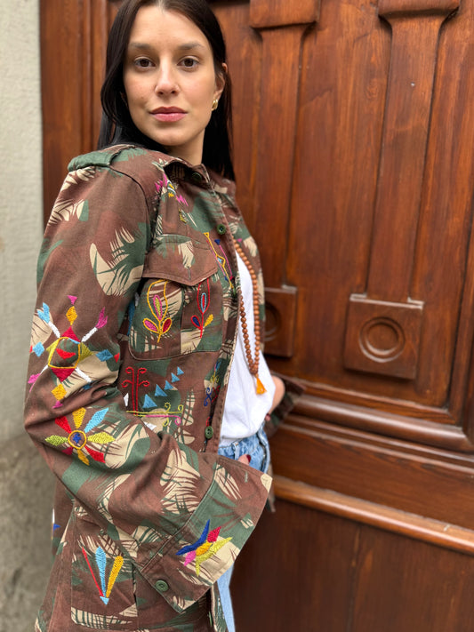 Vintage Army Jacket hand embroidered - Hindi