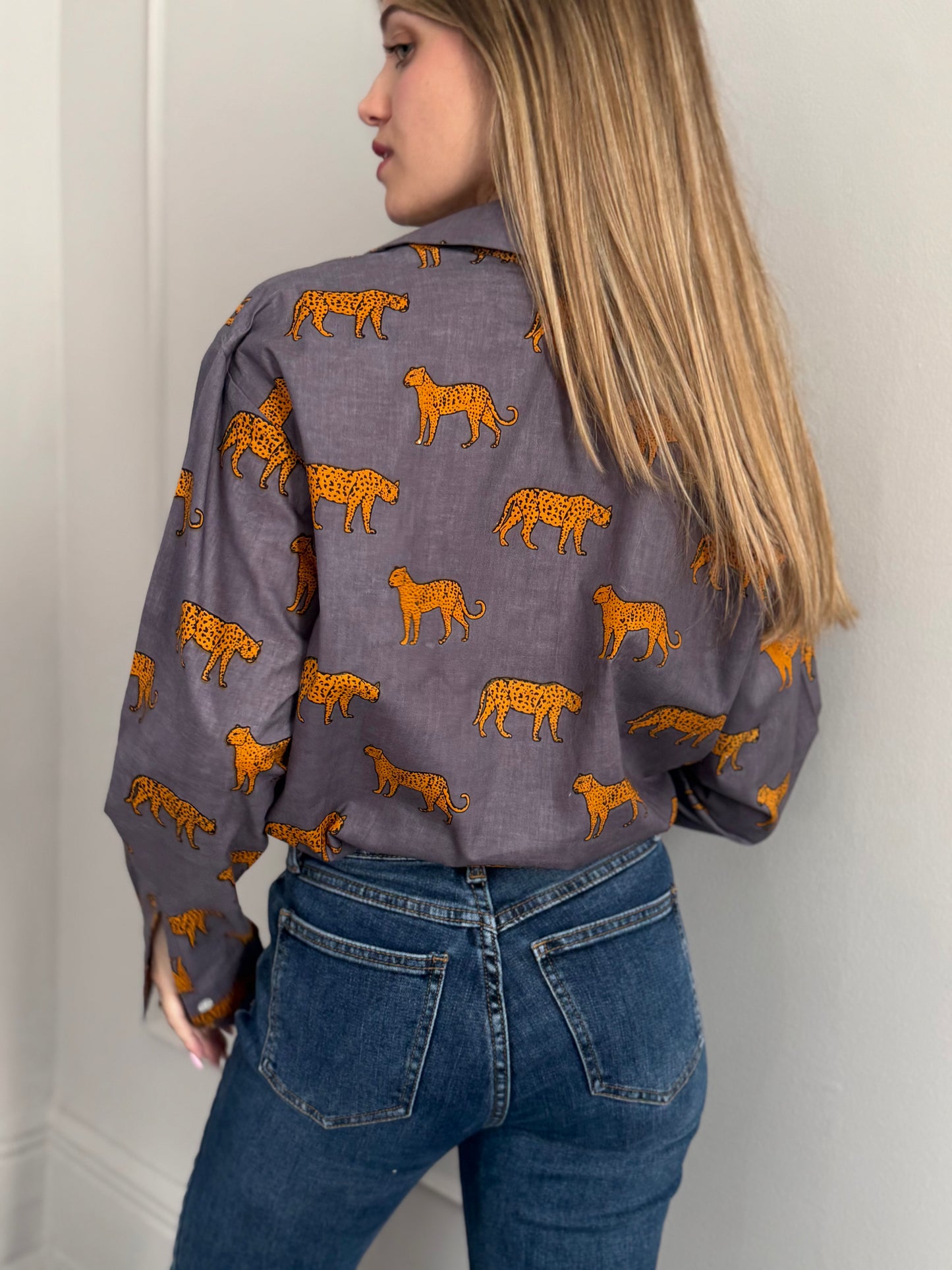 Cotton Shirt - Leopard Grey