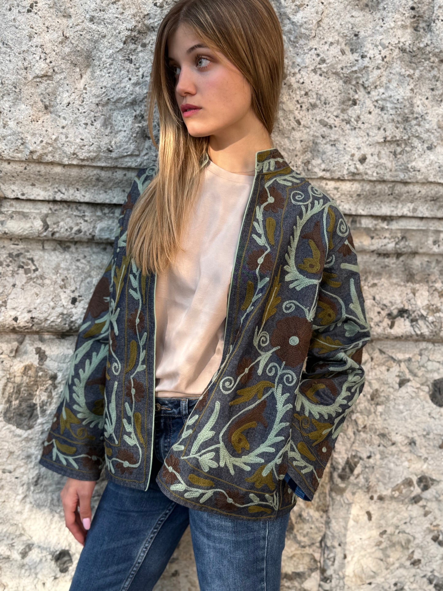 Denim Suzani Jacket Embroidered - limited edition