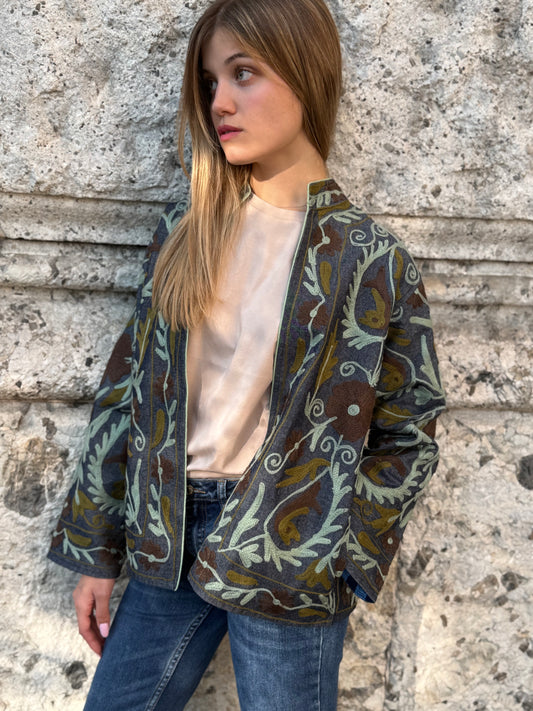 Denim Suzani Jacket Embroidered - limited edition