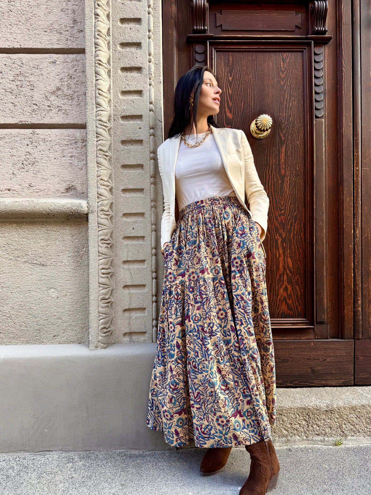 Eve Long Flounced Skirt