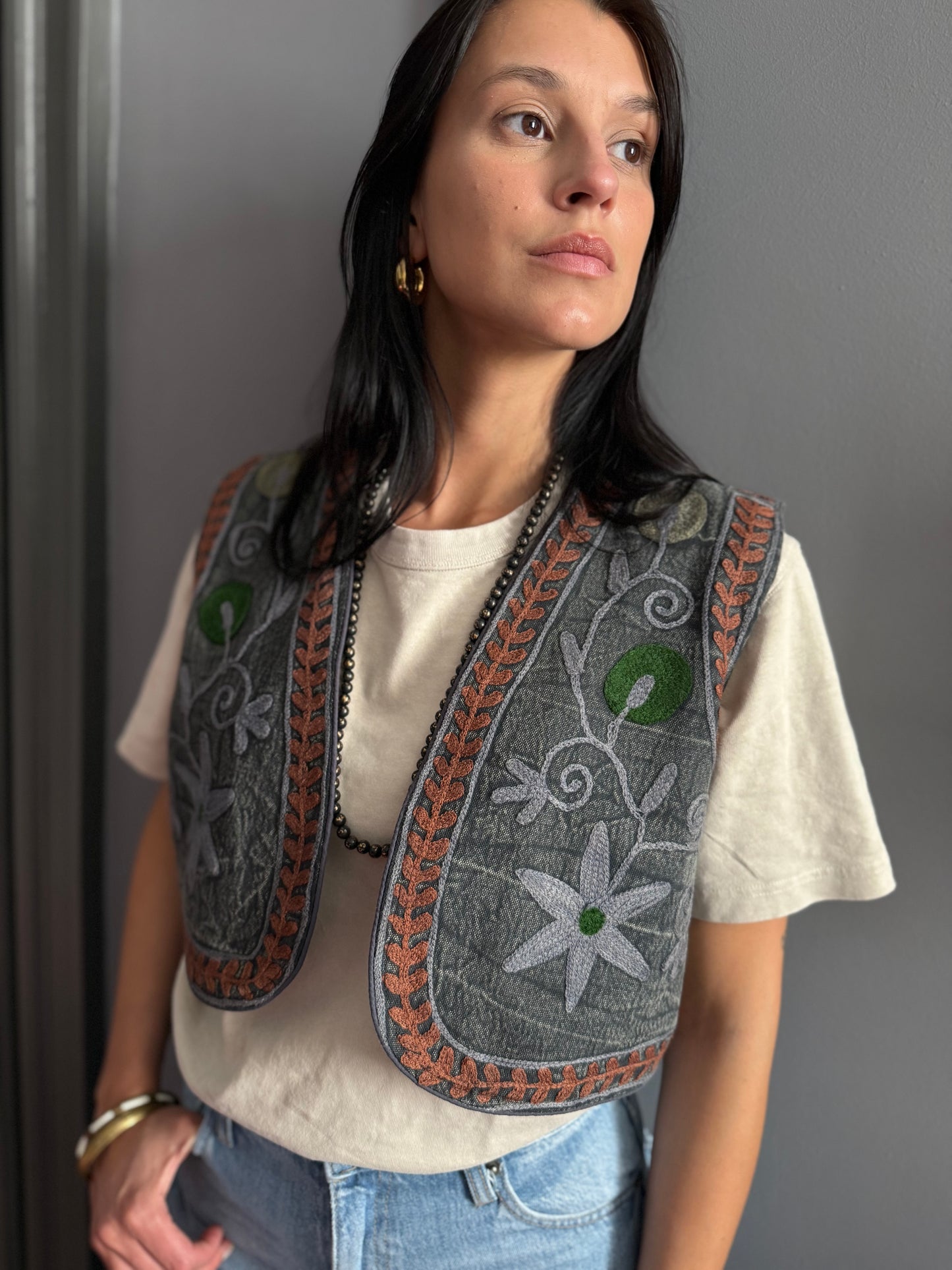 Cotton Boho Embroidered Vest
