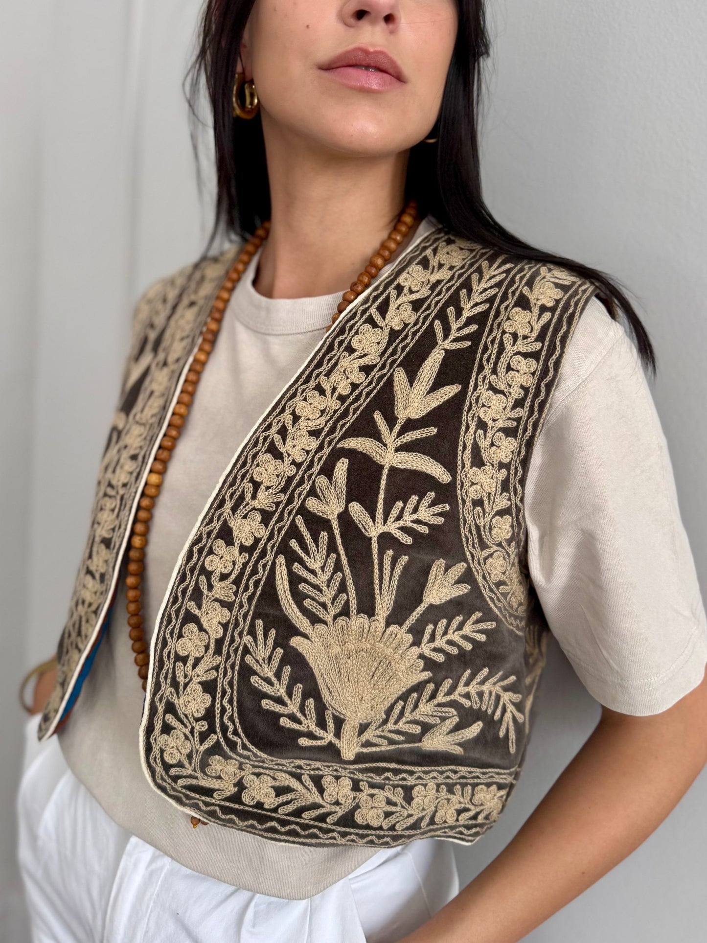 Velvet Boho Embroidered Vest