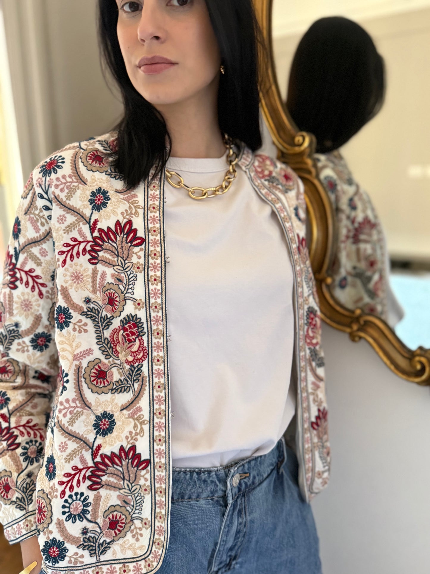 Leila Jacket Embroidered - White