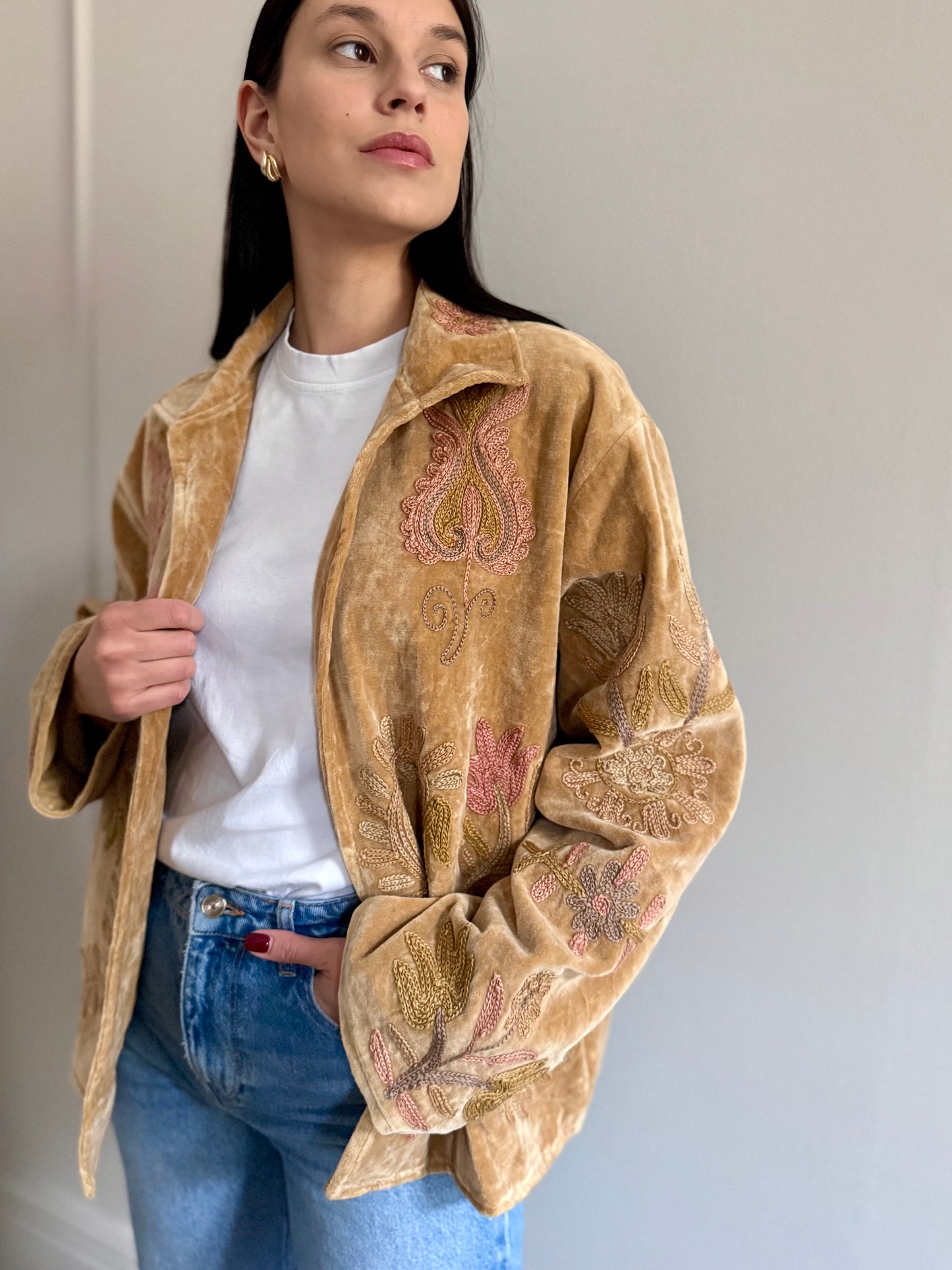 Priya Velvet Jacket Hand Embroidered