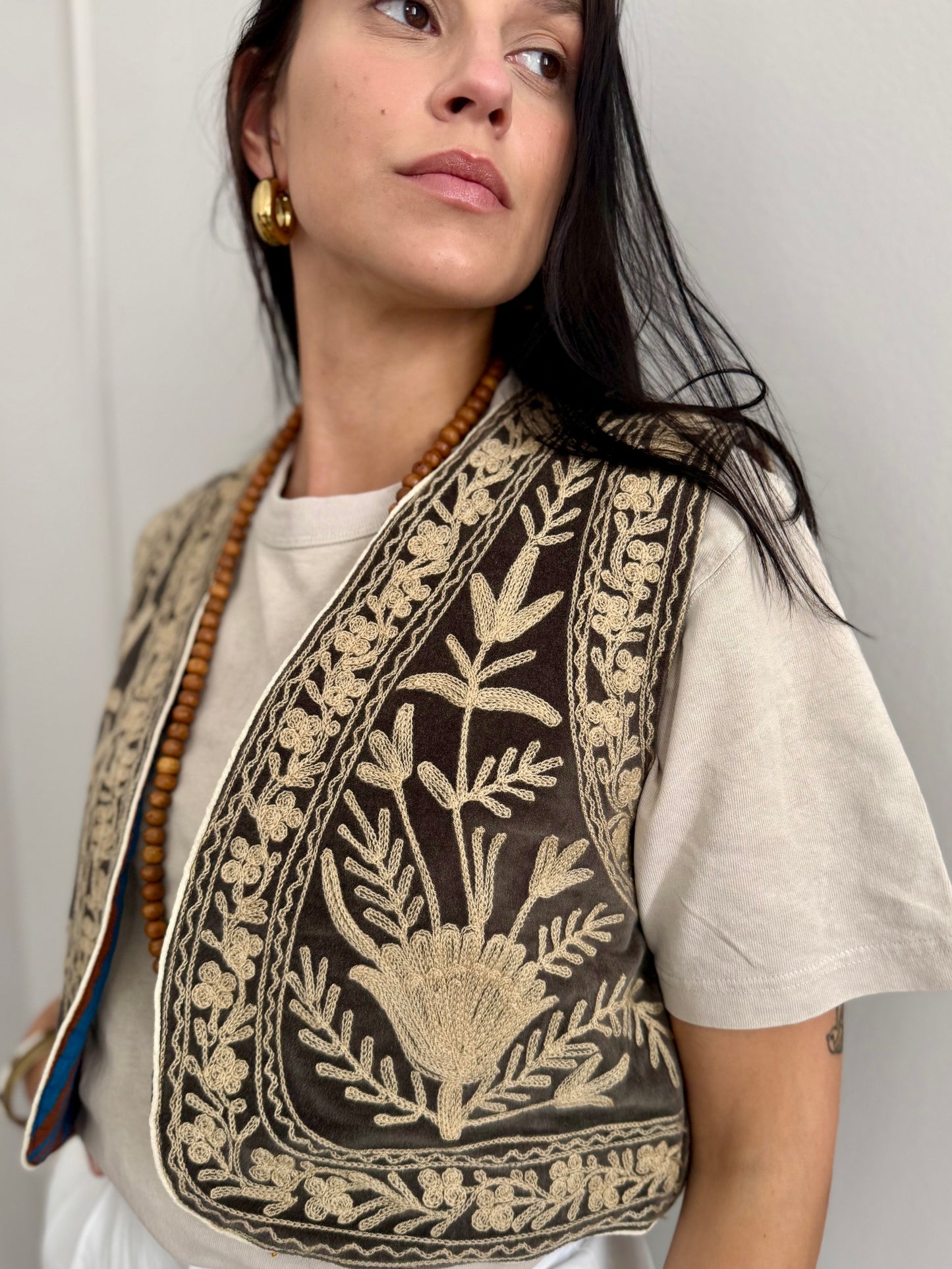 Velvet Boho Embroidered Vest