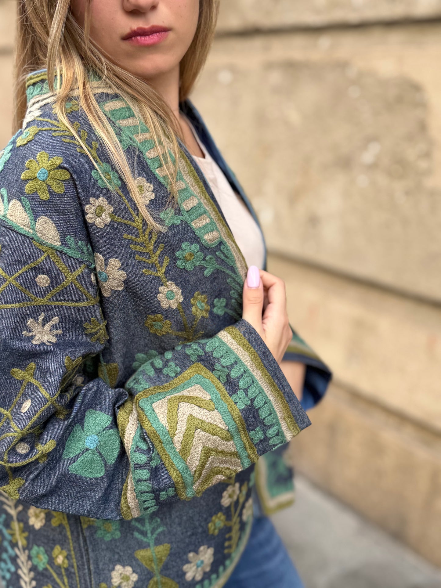 Denim Suzani Jacket Embroidered - limited edition